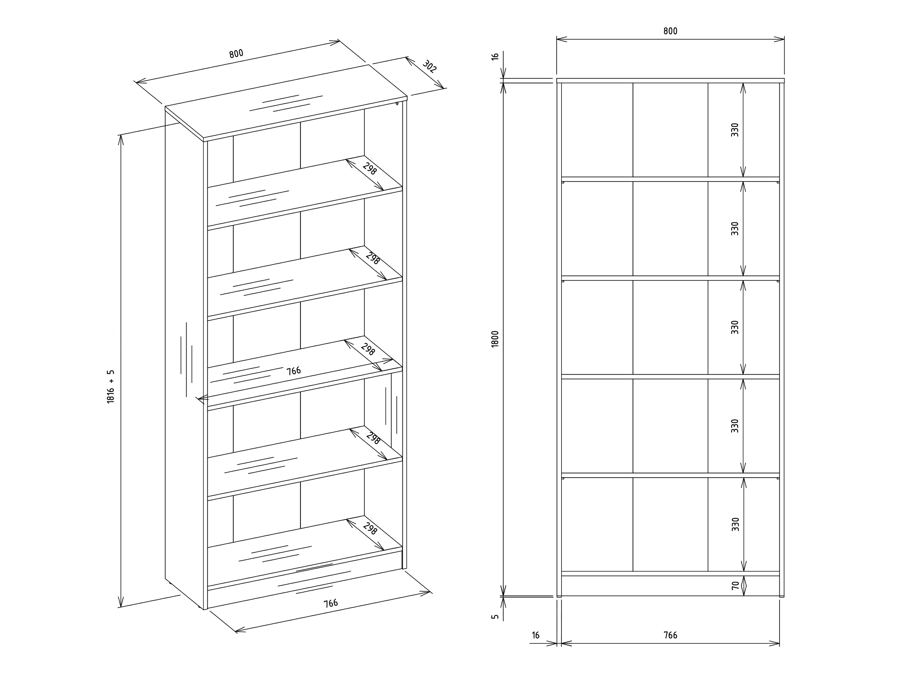 Estantería Mandeville 253 (Antracita + Roble Artisan)