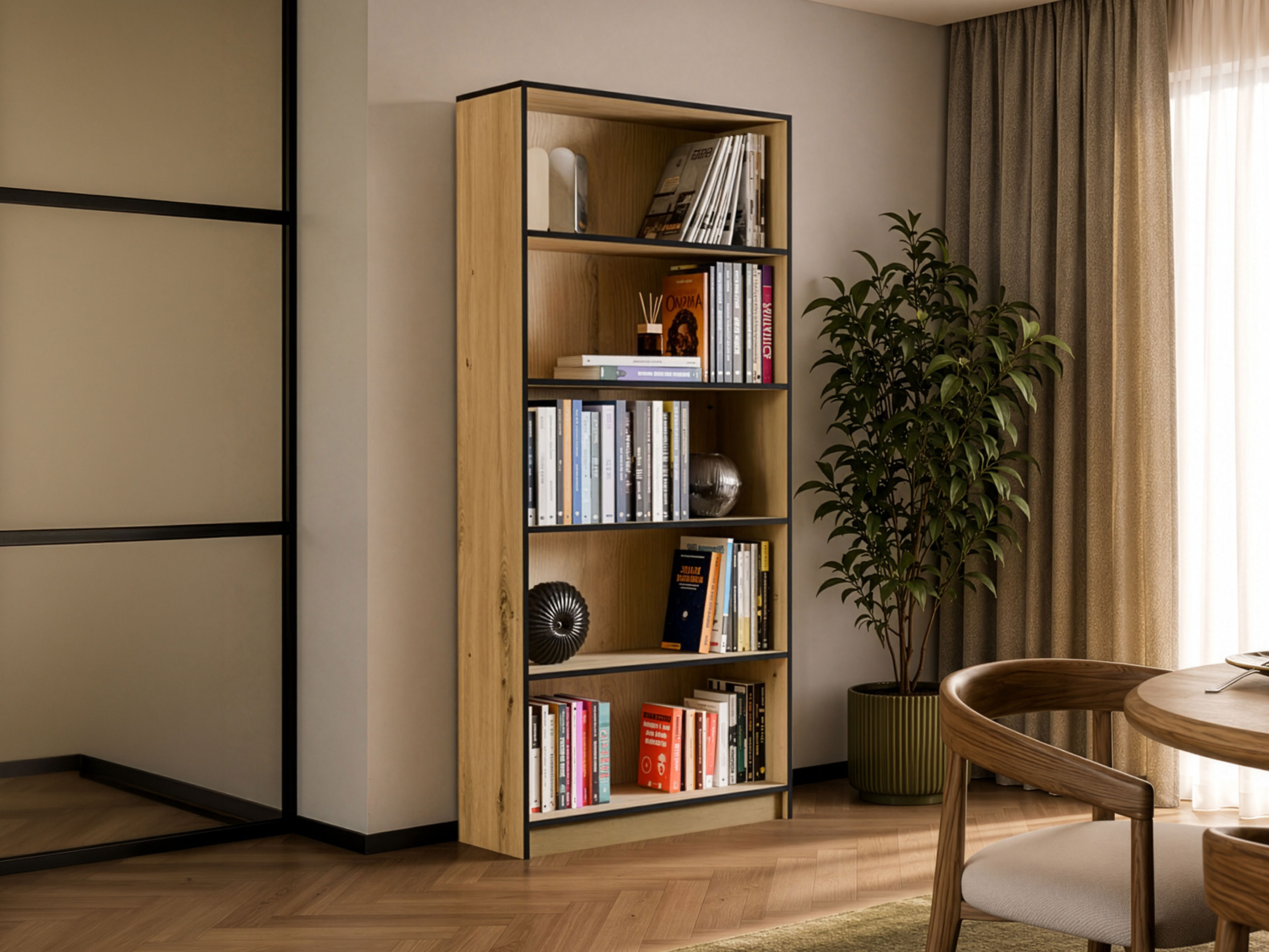 Estantería Mandeville 253 (Roble Artisan + Negro)