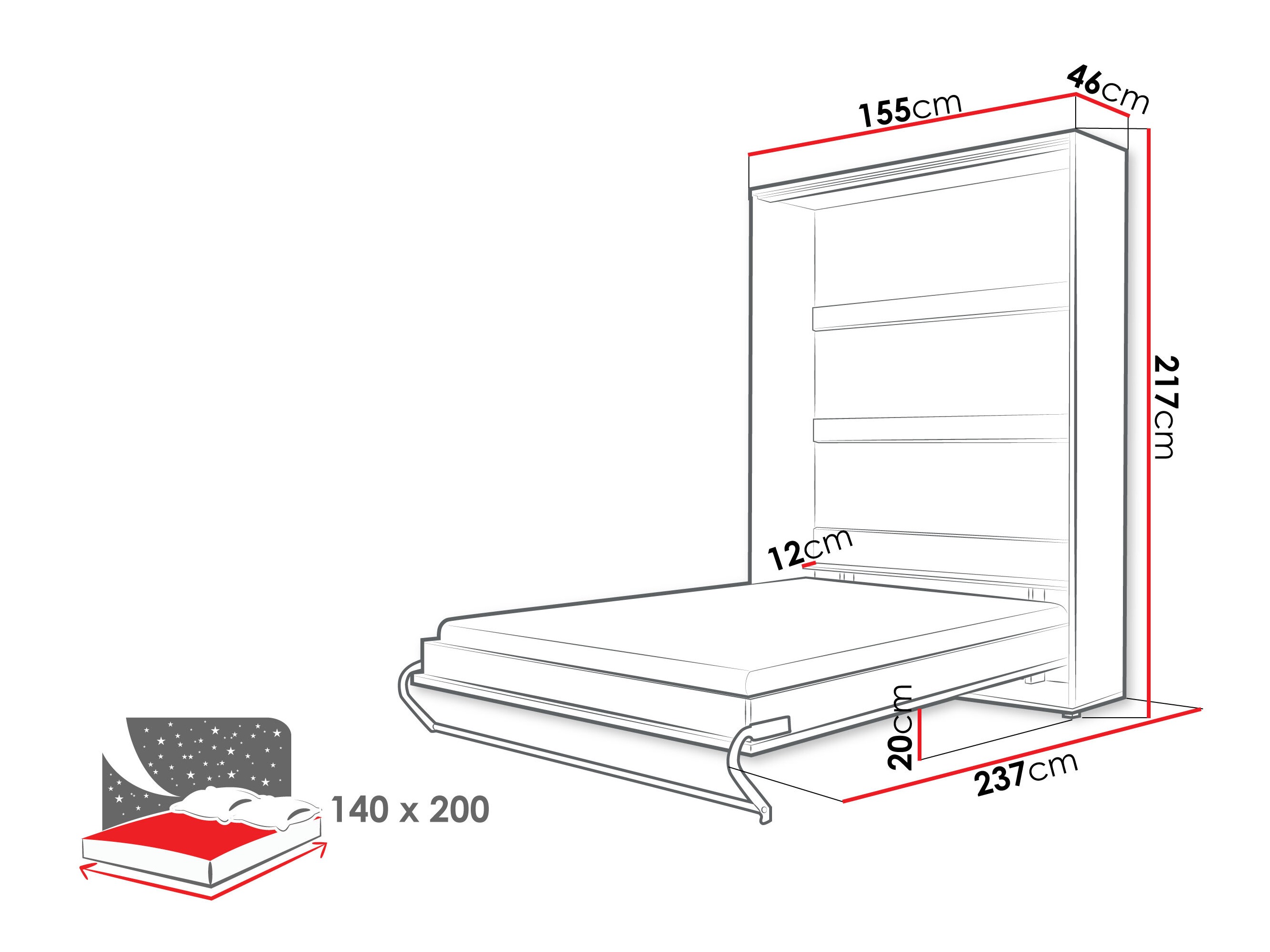Cama plegable Concept Pro Lenart III (Blanco)