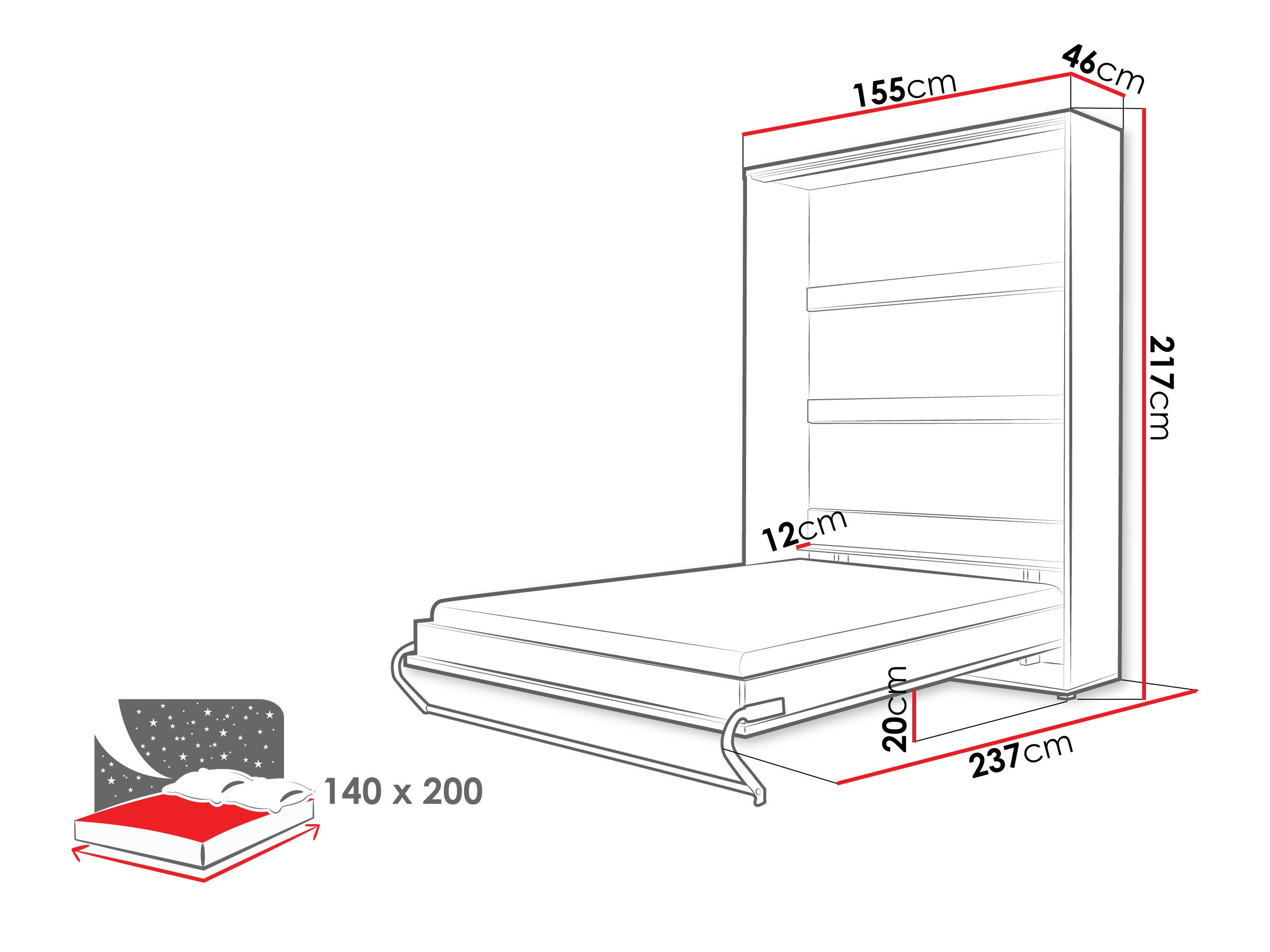 Cama plegable Concept Pro Lenart III (Gris)
