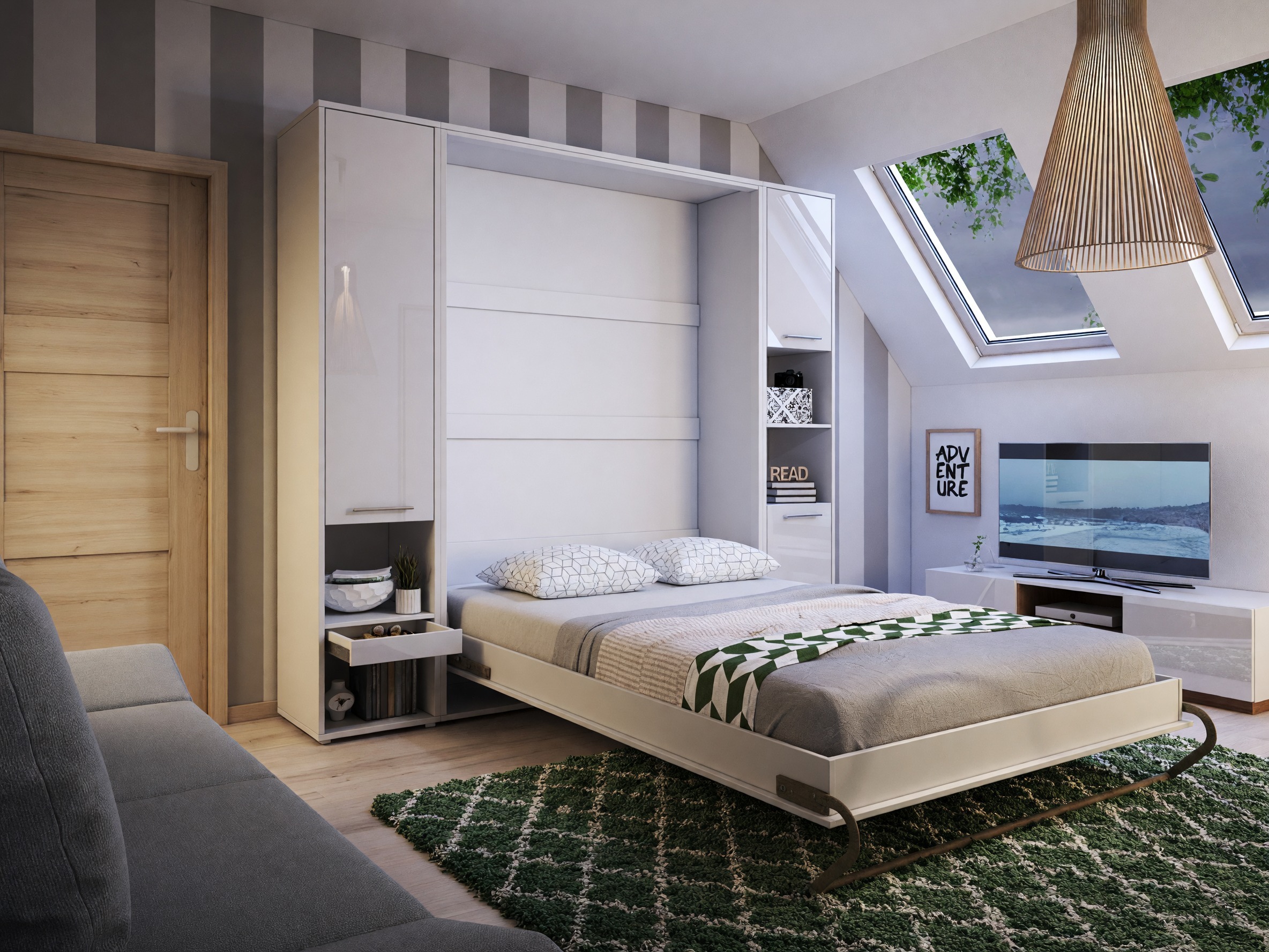 Cama plegable Concept Pro Lenart III (Blanco + Blanco brillante)