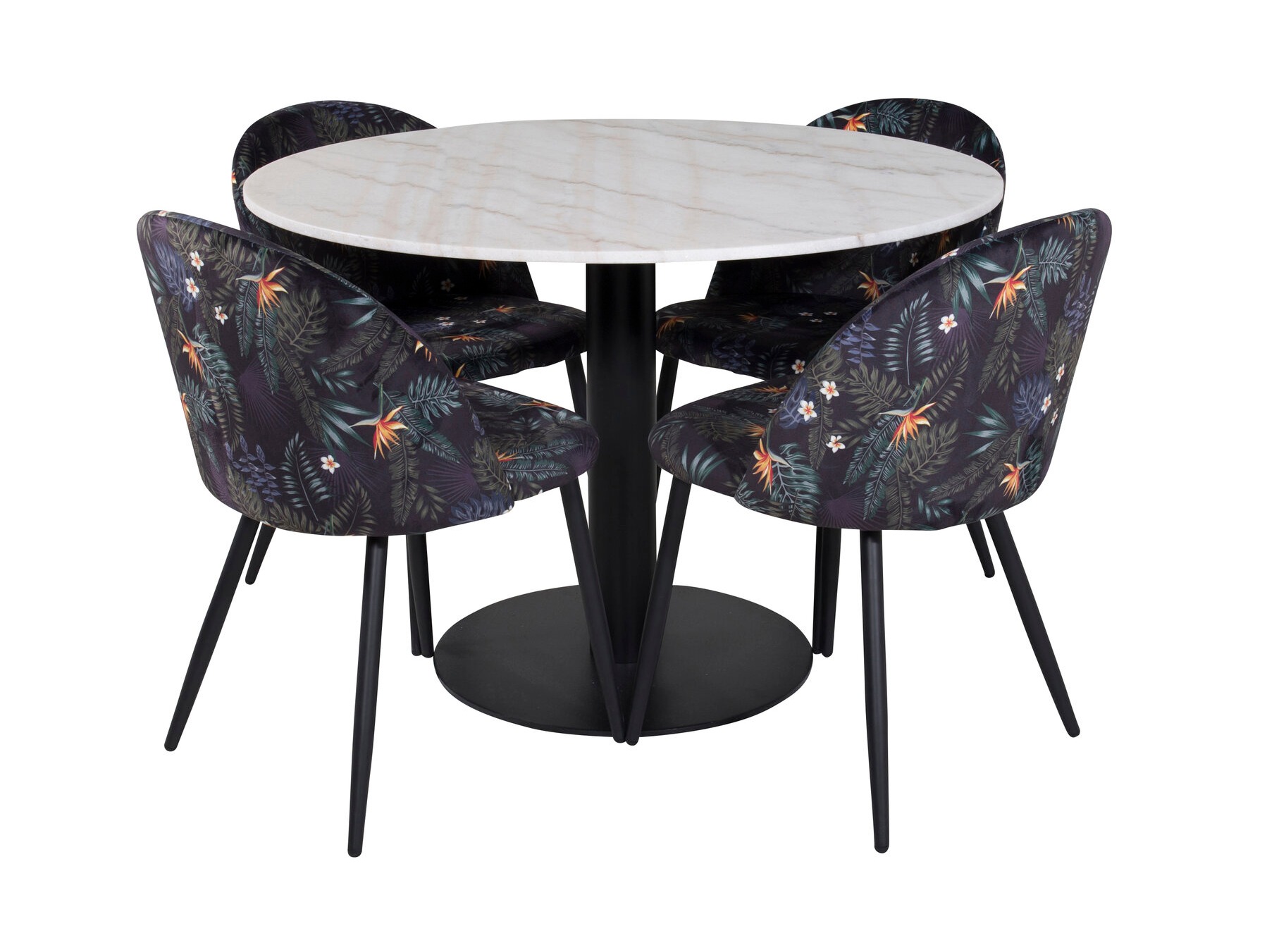 Conjunto de mesas y sillas para comedor Dallas 2572 (Negro + Patrón floral)
