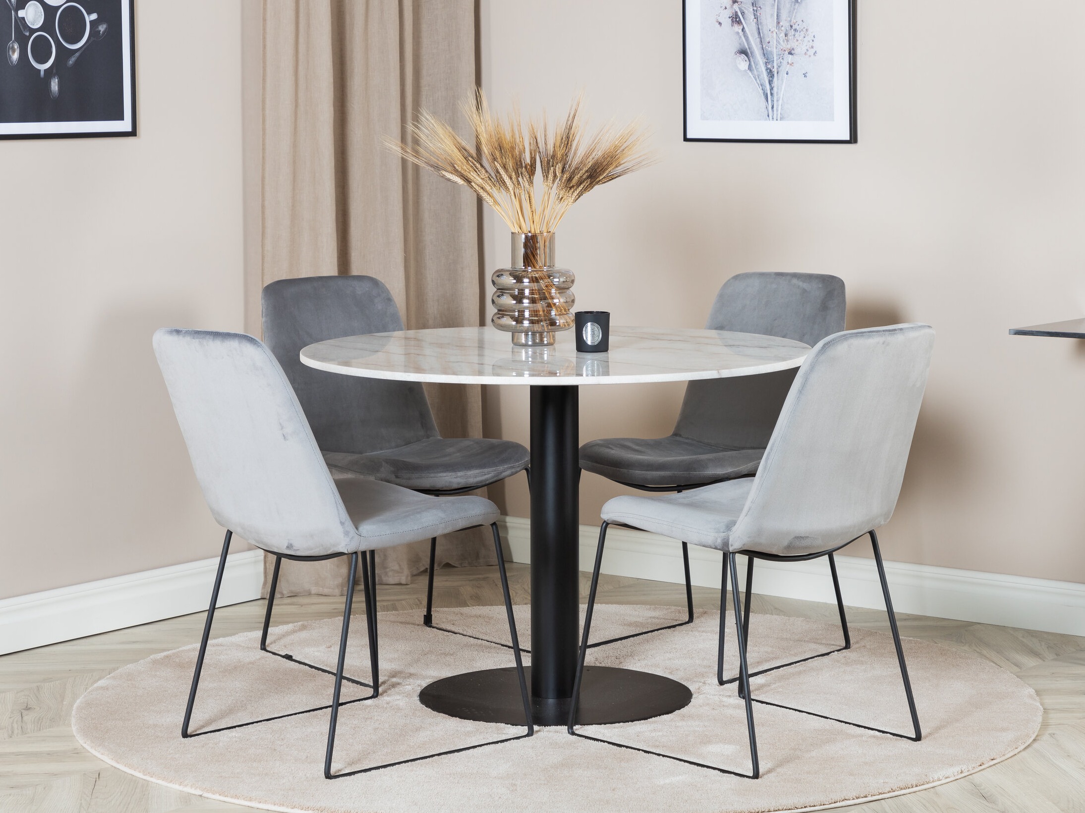 Conjunto de mesas y sillas para comedor Dallas 2601 (Gris + Negro)