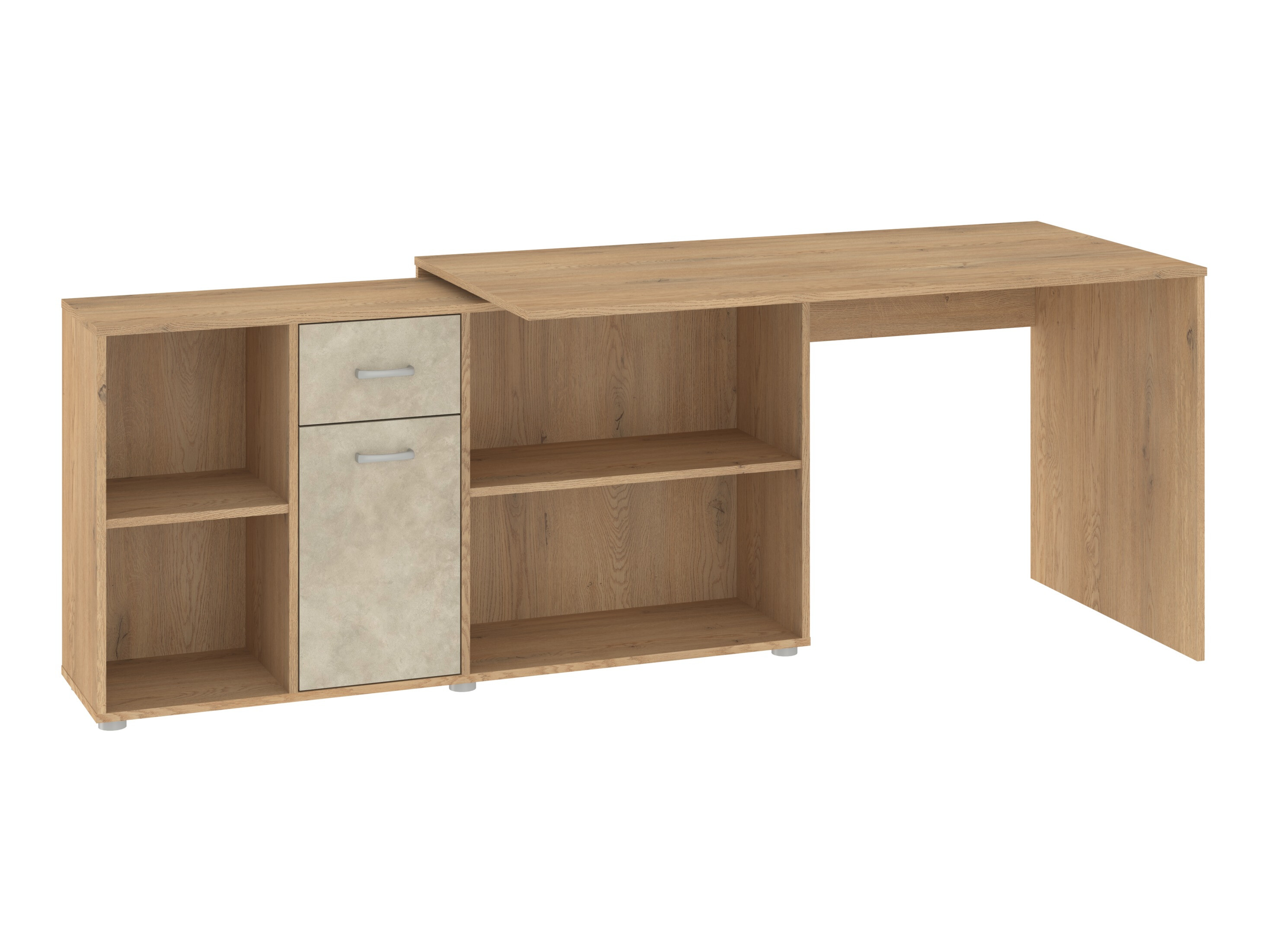 Mesa de ordenador esquinera Gilroy 113 (Roble Cremona + Beige)