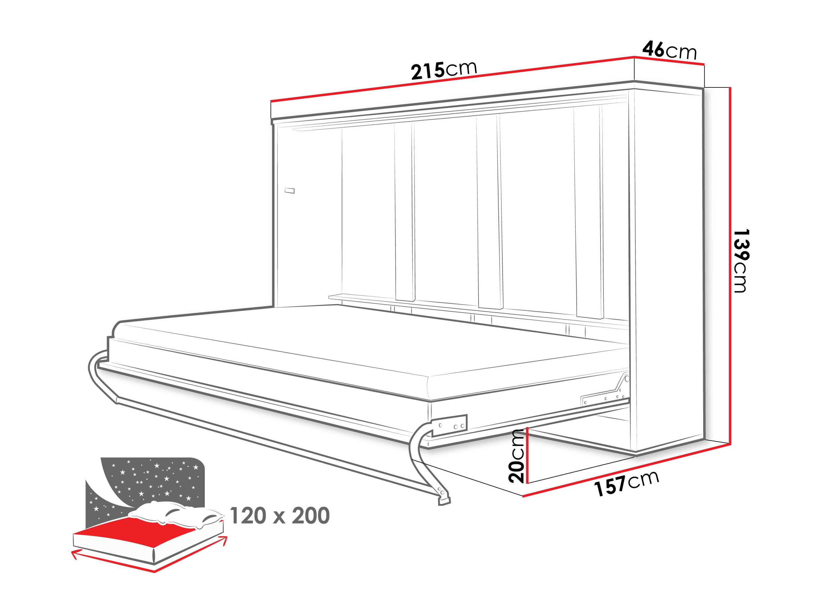 Cama plegable Concept Pro Lenart IV (Blanco + Blanco brillante)