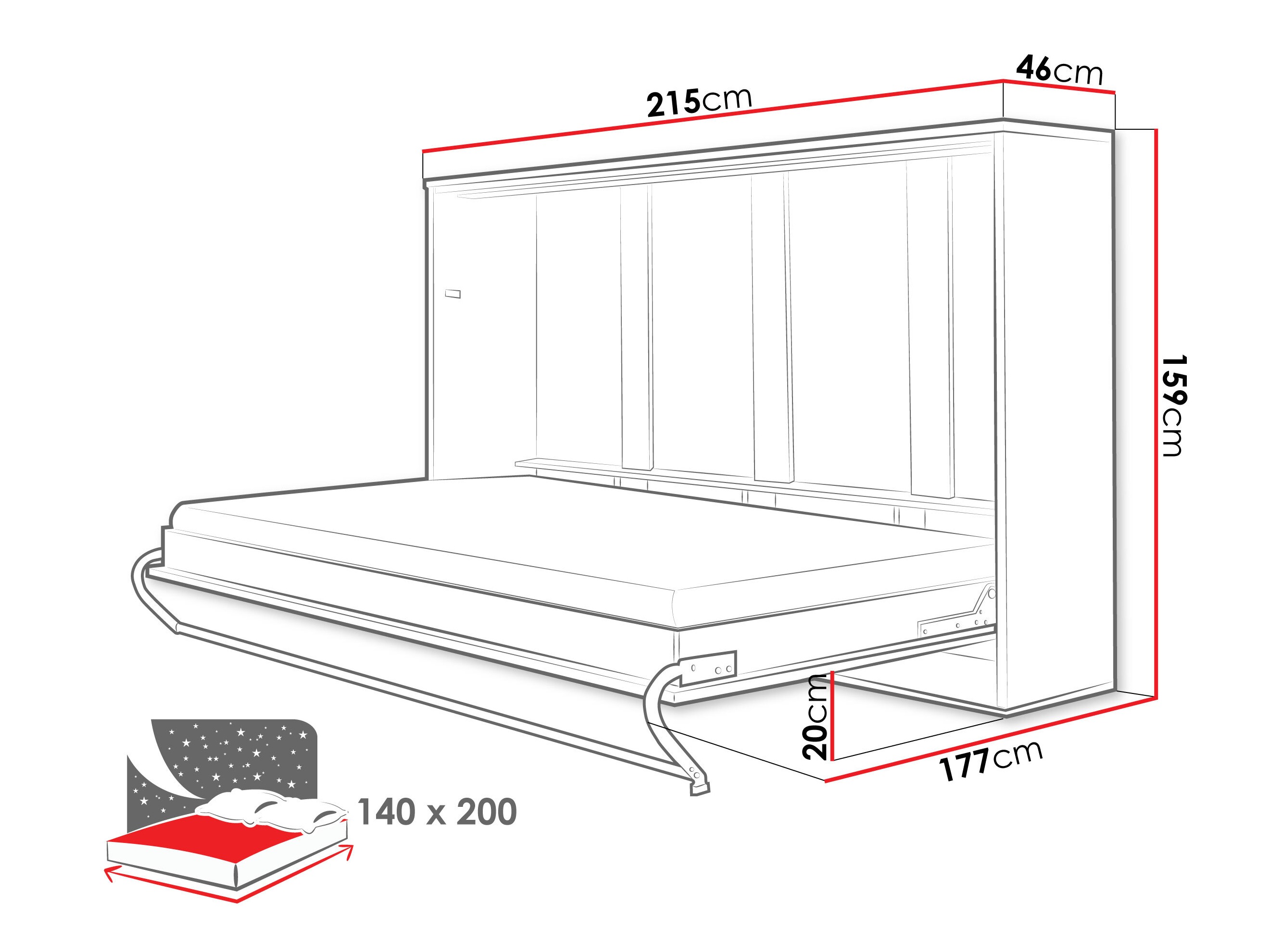 Cama plegable Concept Pro Lenart IV (Blanco + Blanco brillante)
