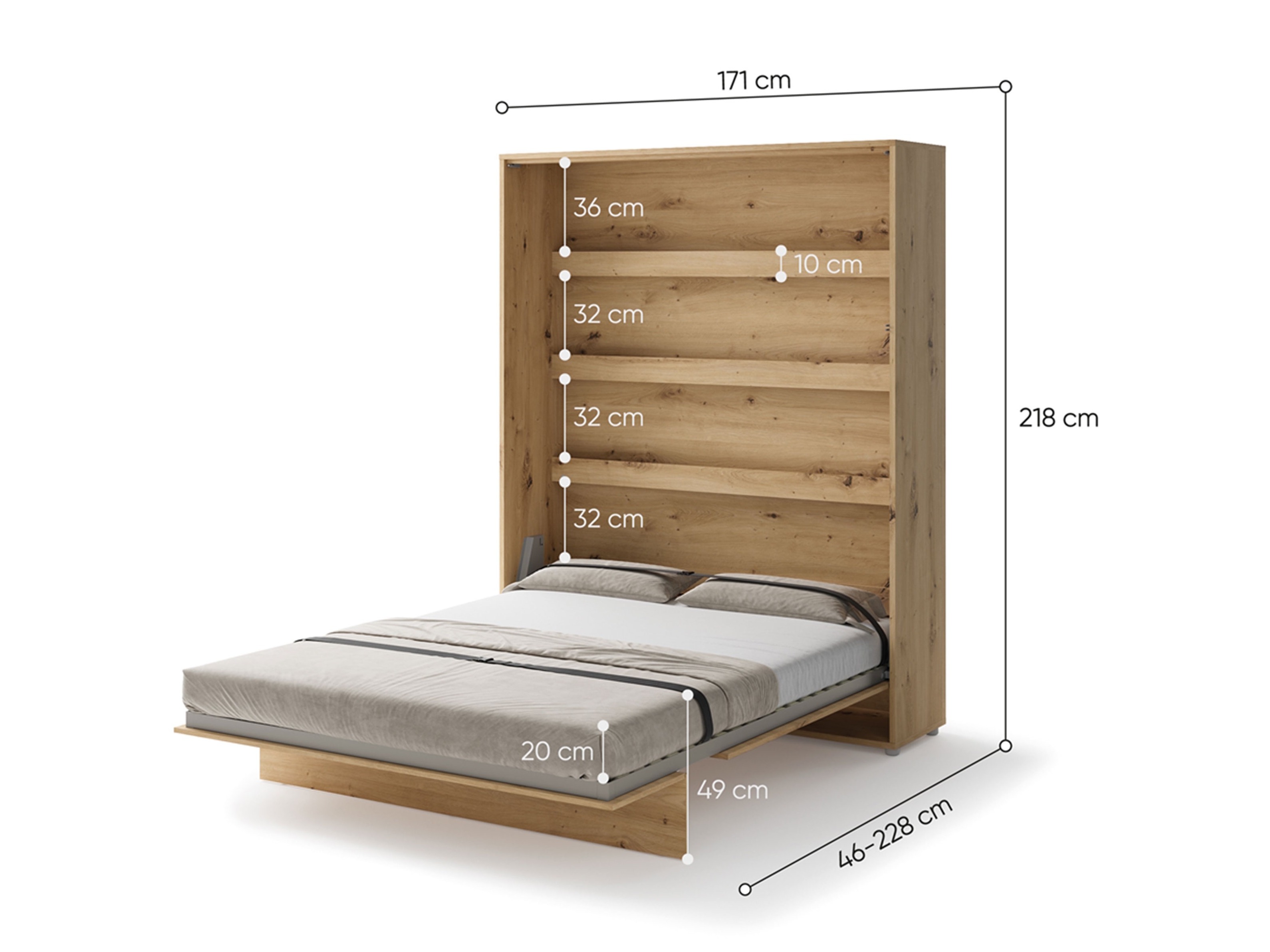 Cama plegable Concept Lenart (Blanco + Blanco brillante)