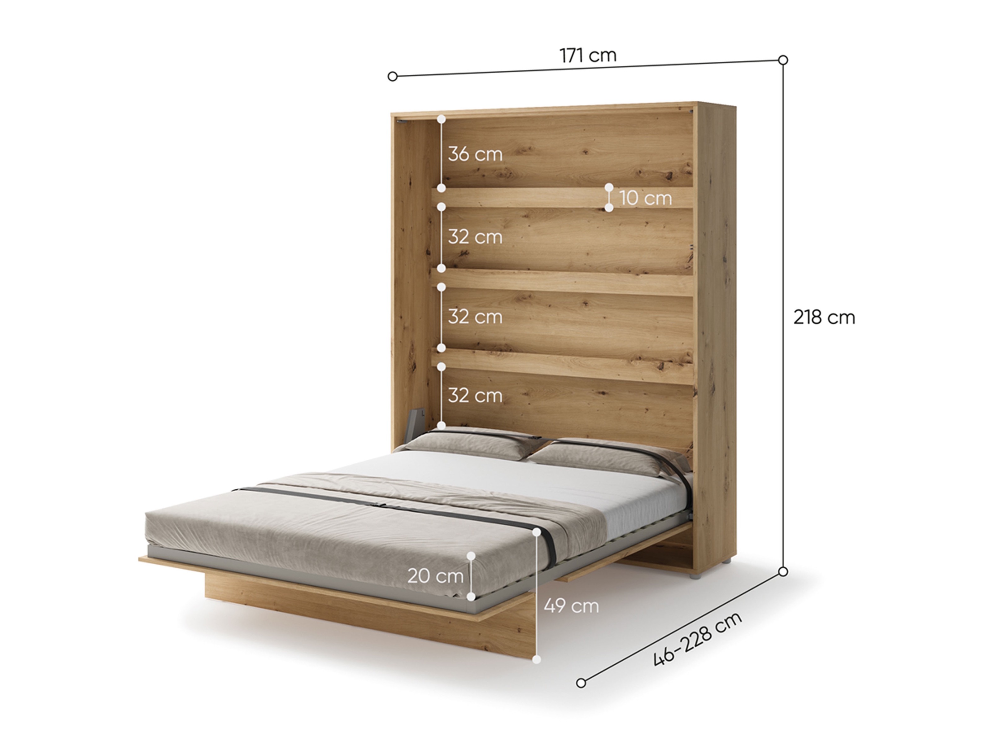 Cama plegable Concept Lenart (Roble Artisan)