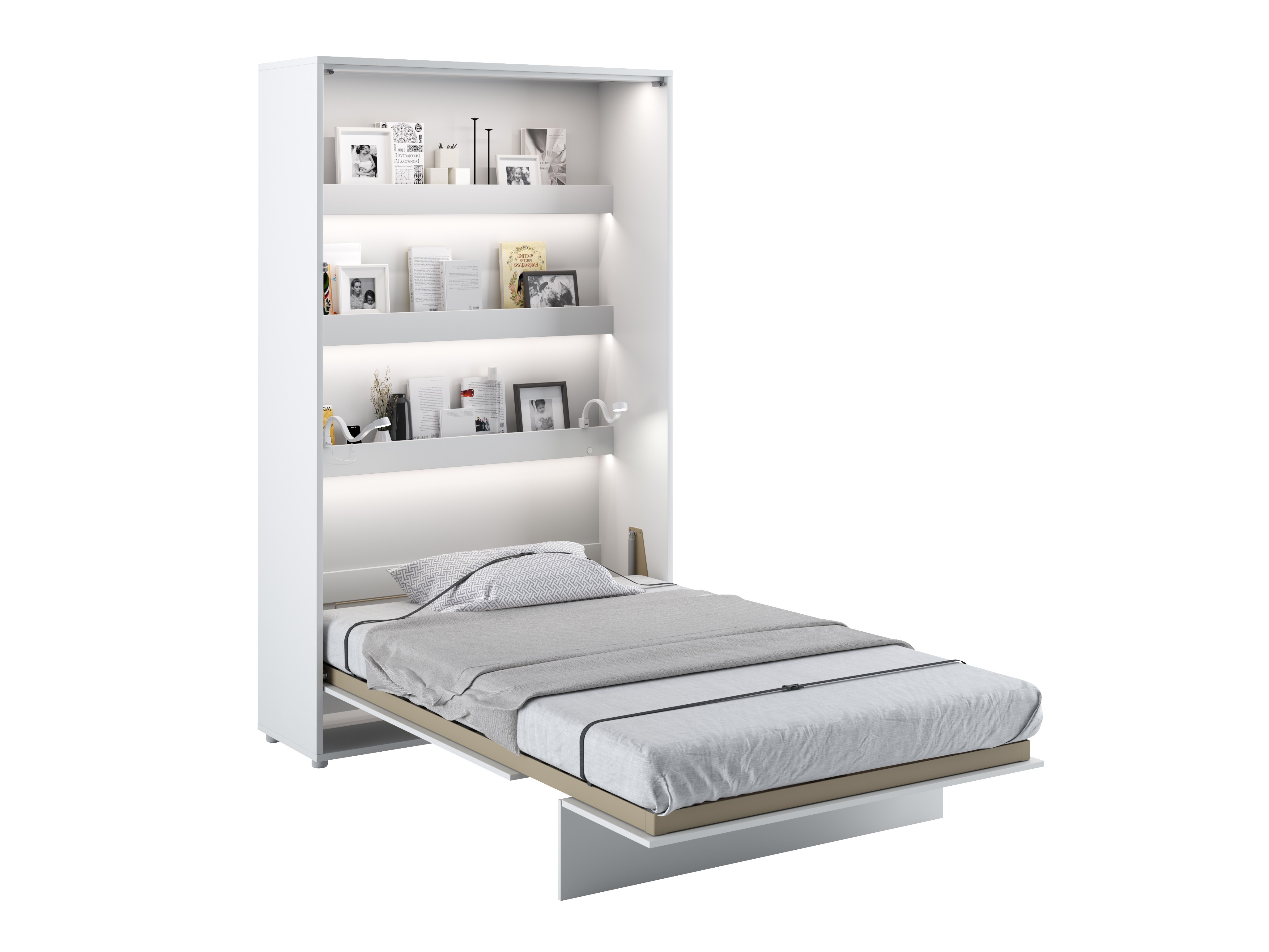 Cama plegable Concept Lenart (Blanco + Blanco brillante)
