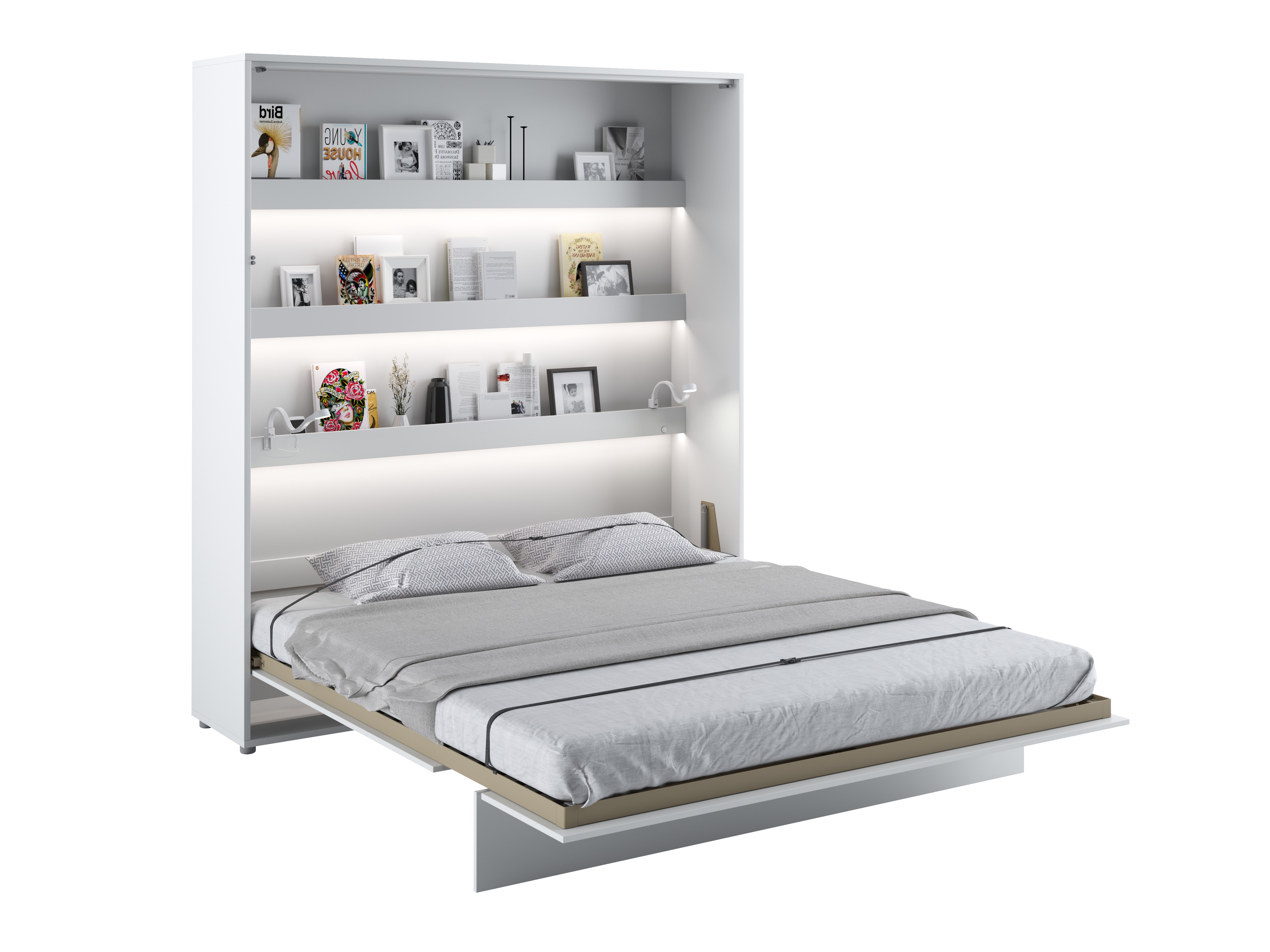 Cama plegable Concept Lenart (Blanco + Blanco brillante)