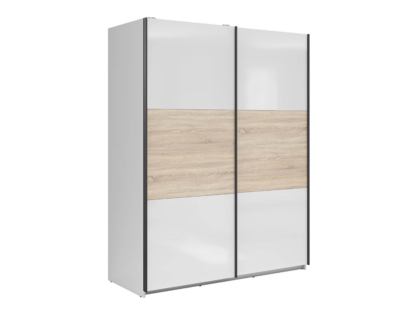 Armario Livevaro 117 (Blanco brillante + Roble Sonoma)