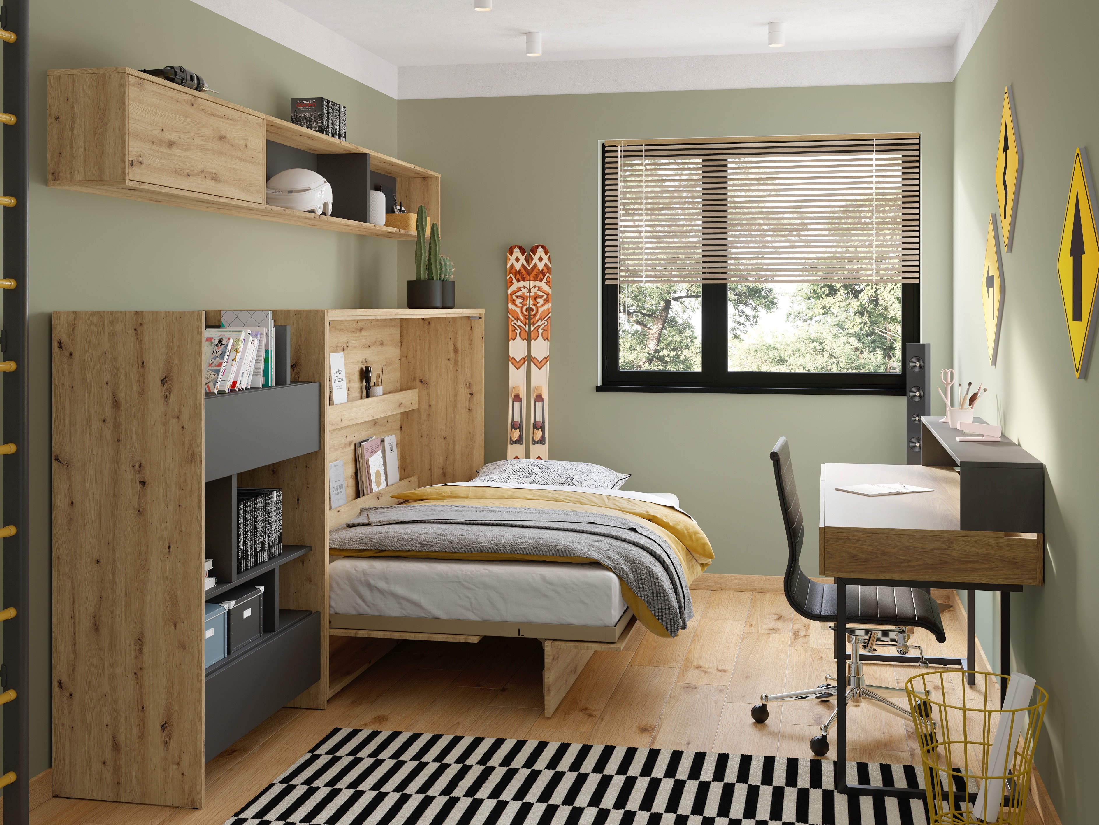 Cama plegable Concept Lenart V (Roble Artisan)