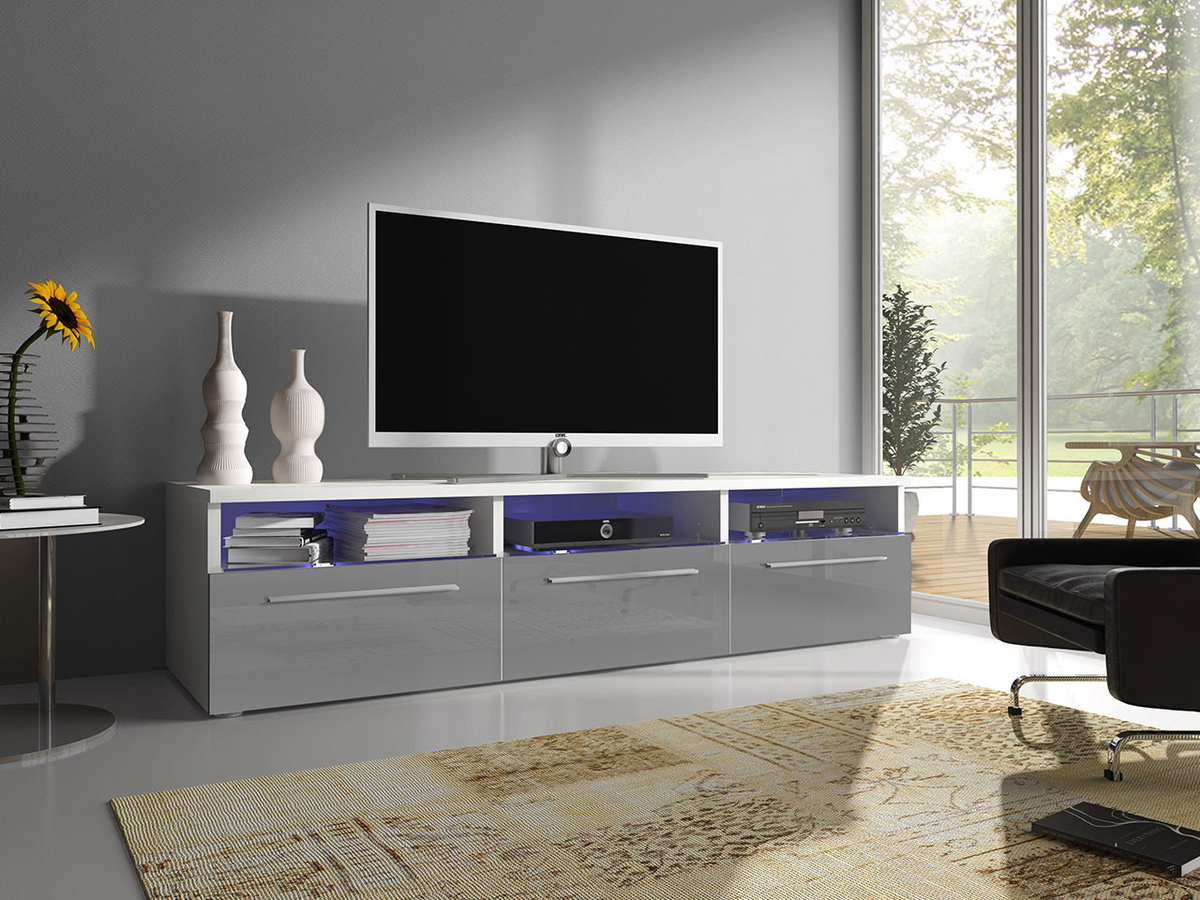 Mueble TV Uva I (Blanco + Gris brillante)