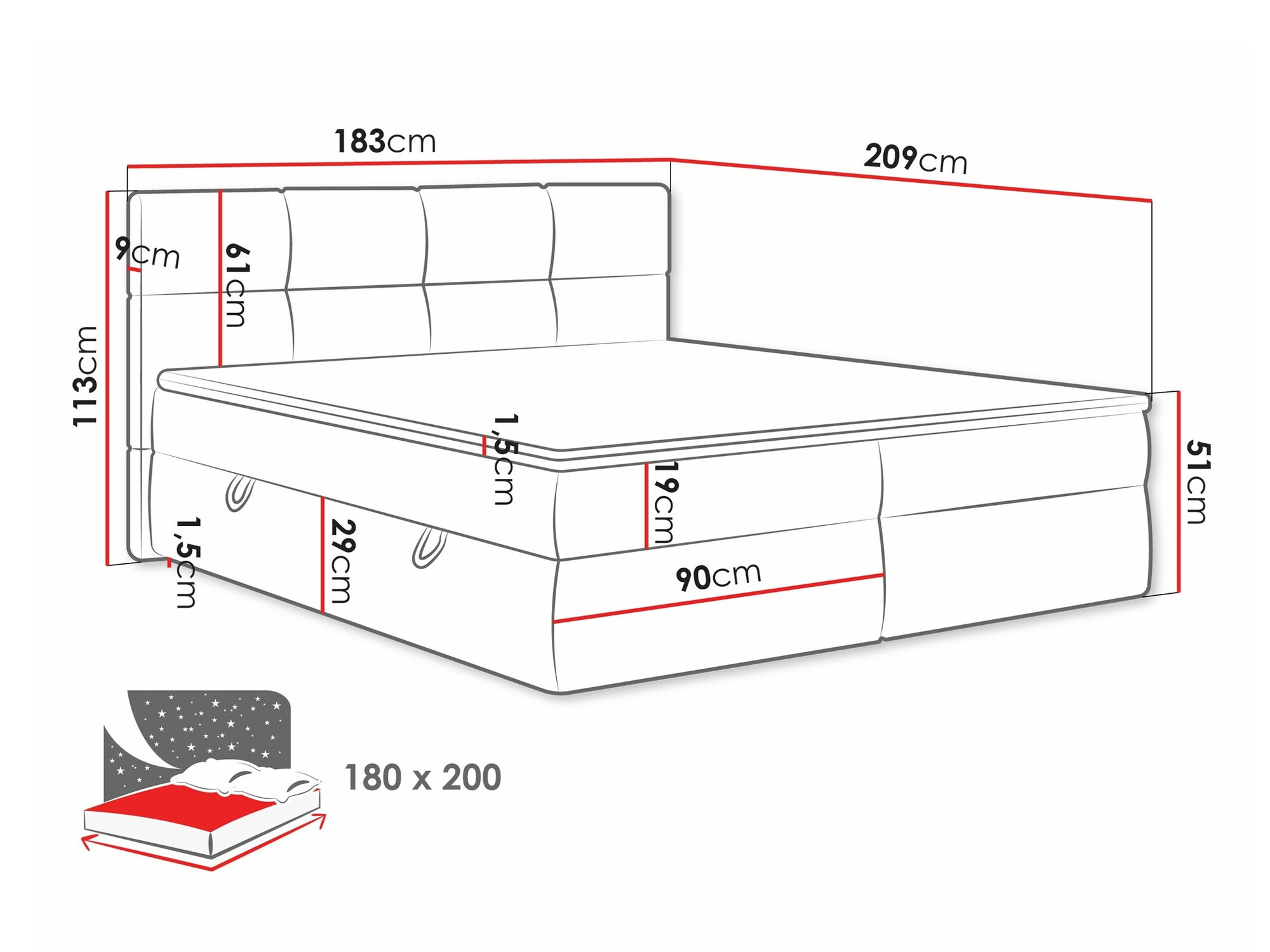 Cama continental SP7143 con un pequeño defecto