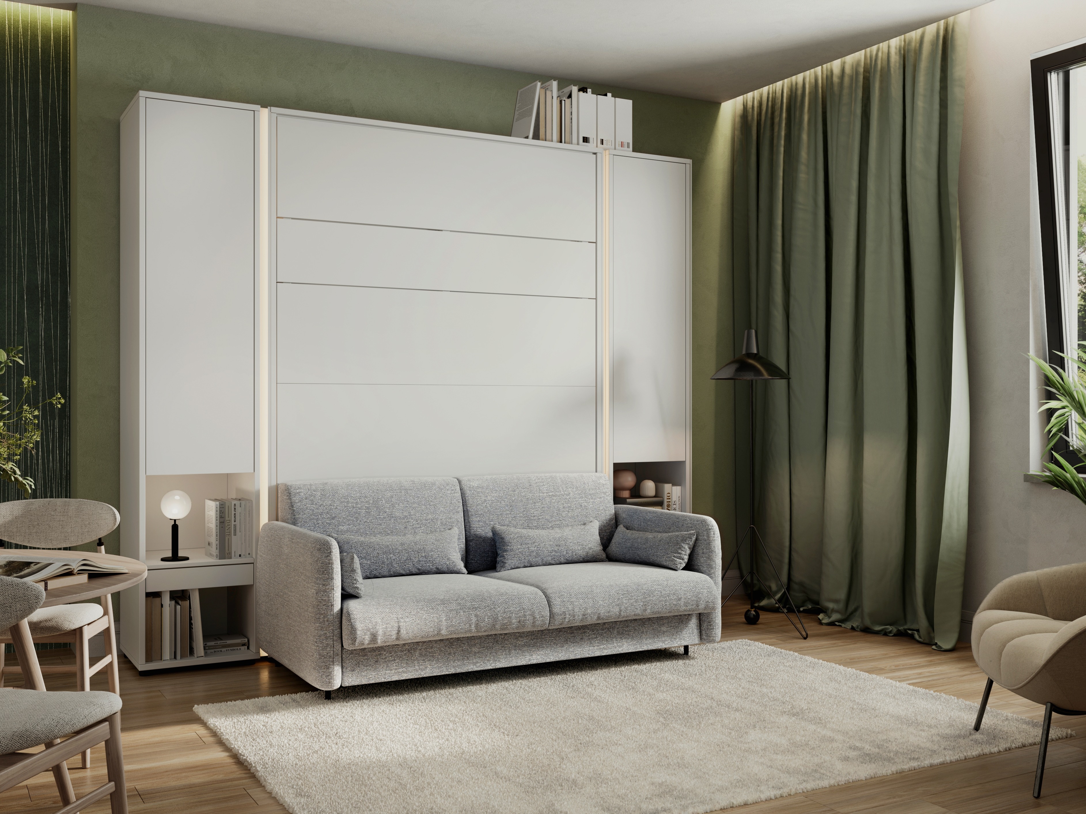 Cama plegable Concept Lenart VII (Blanco brillante + Gris)