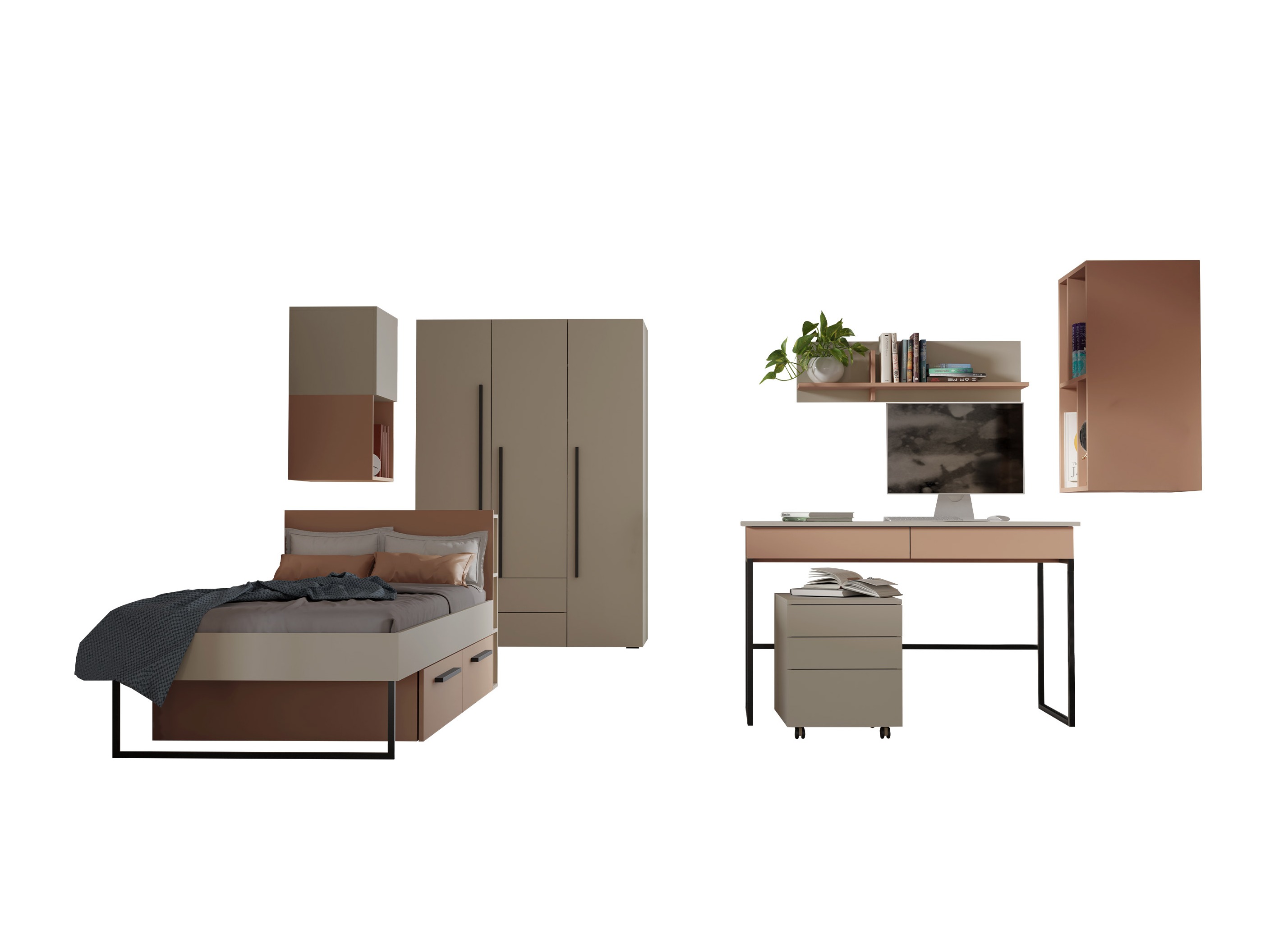 Conjunto de dormitorio infantil Etruva 119 (Cachemira + Rosa)