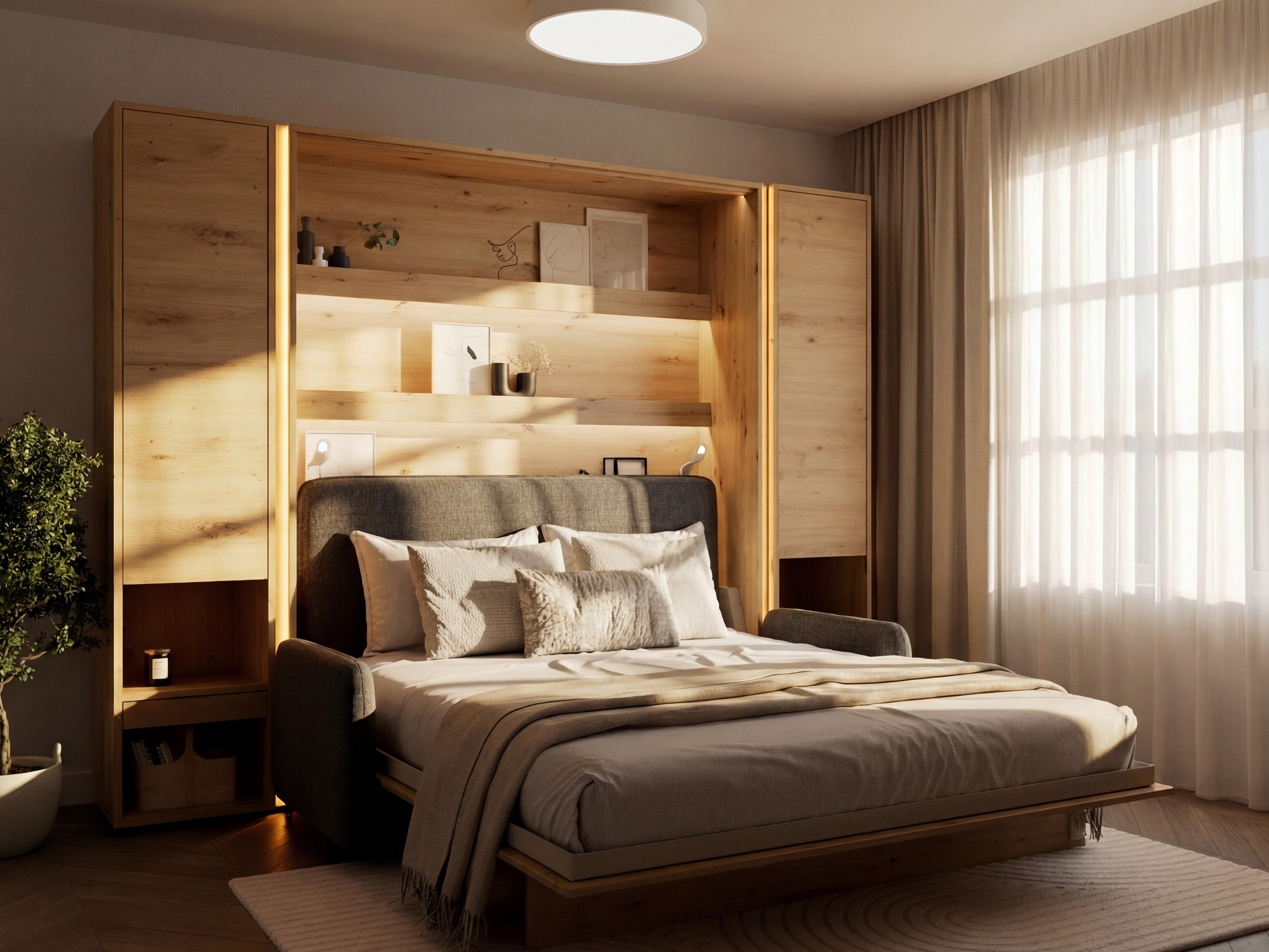 Cama plegable Concept Lenart (Roble Artisan)