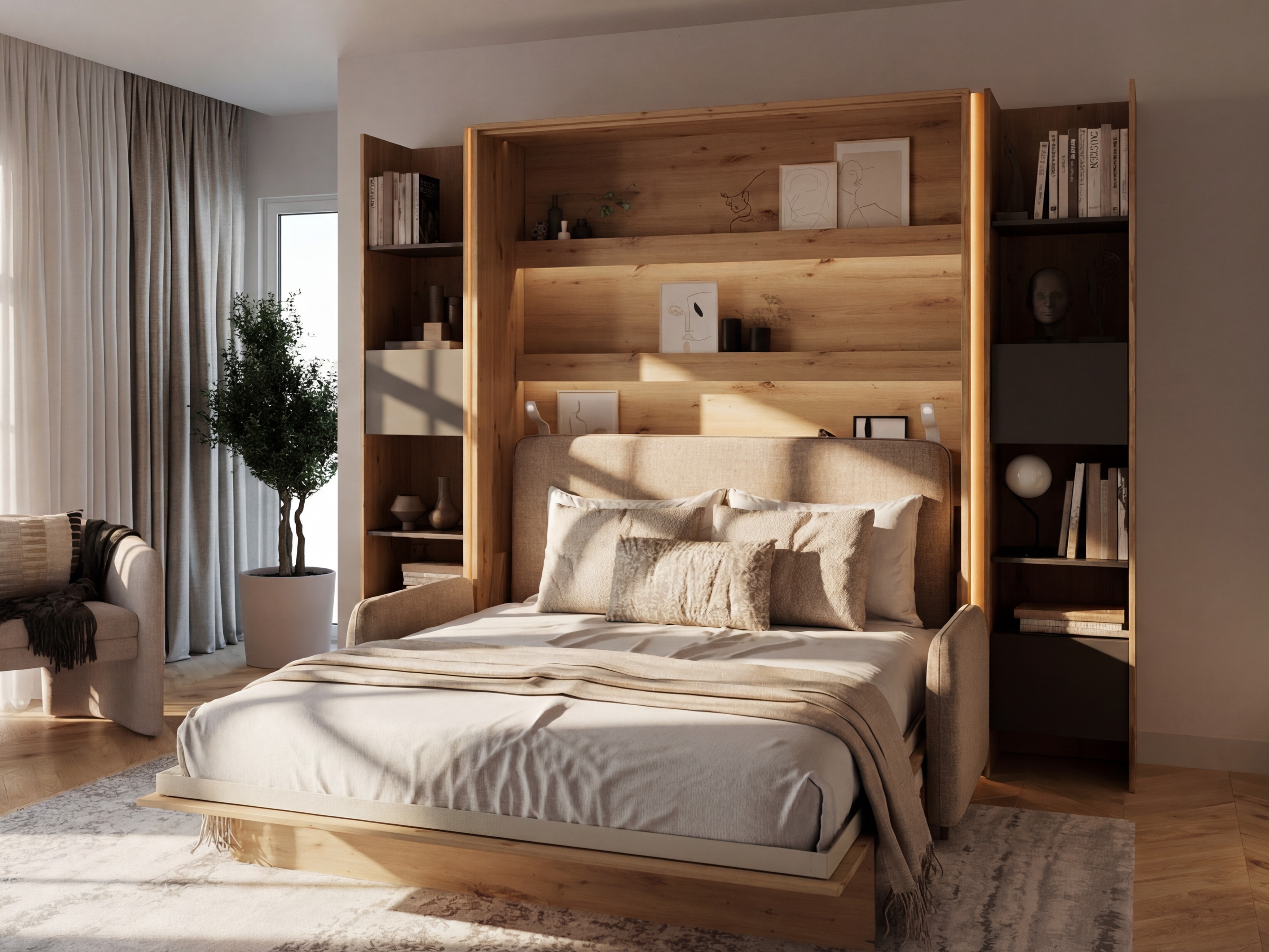 Cama plegable Concept Lenart (Roble Artisan)