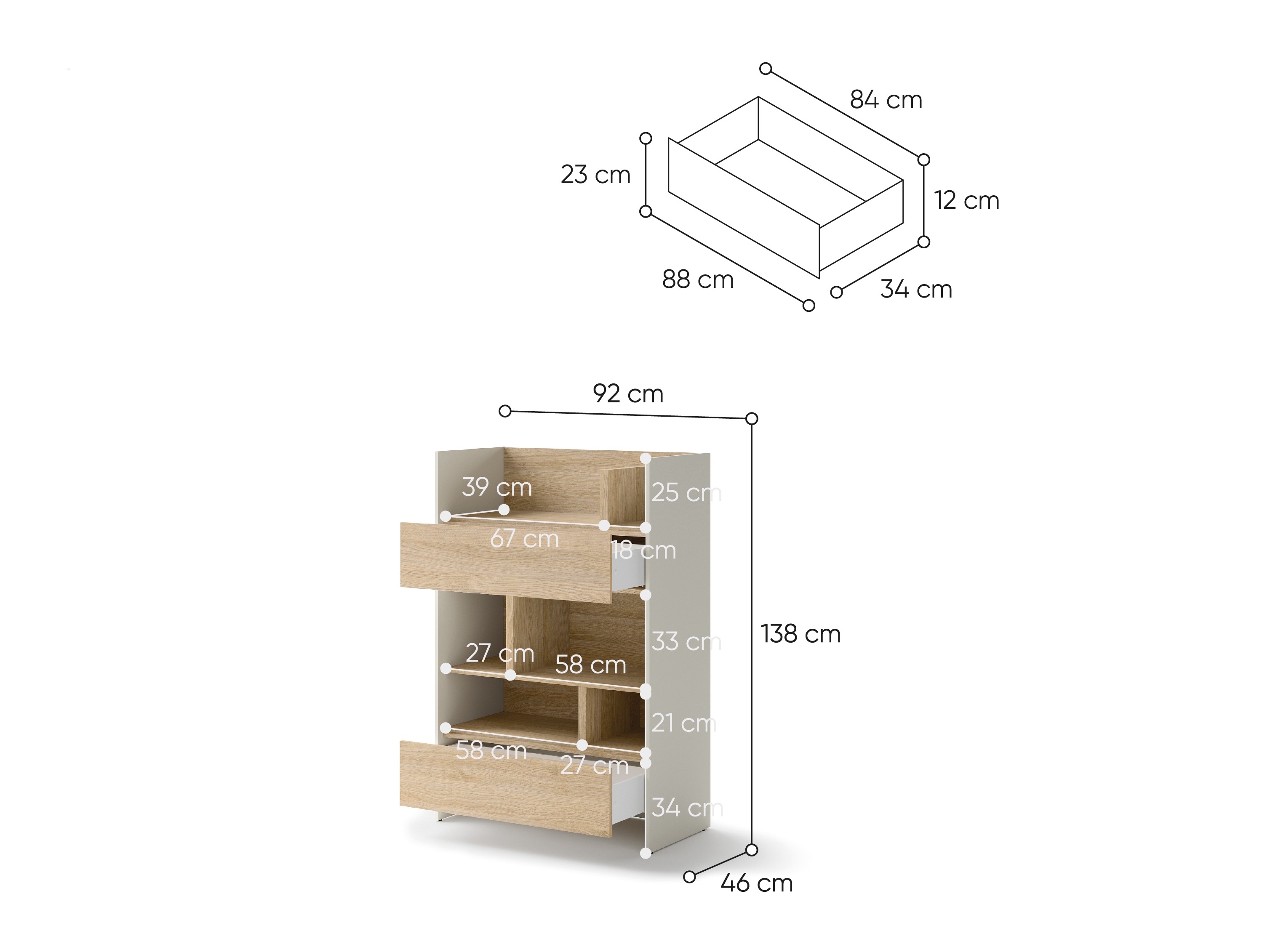 Estantería Concept Lenart IX (Blanco + Roble Artisan)