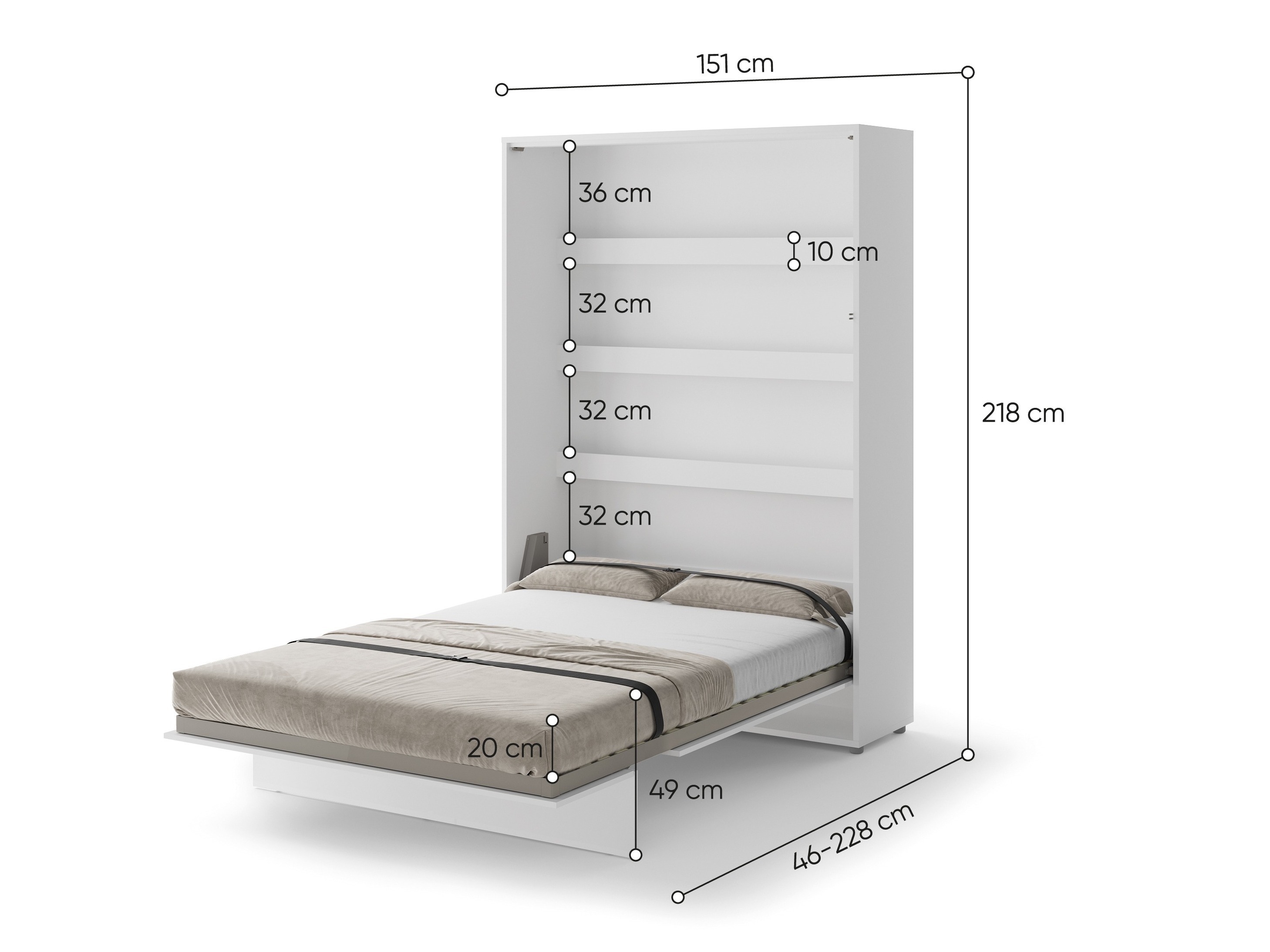 Cama plegable Concept Lenart VII (Roble oscuro + Beige)