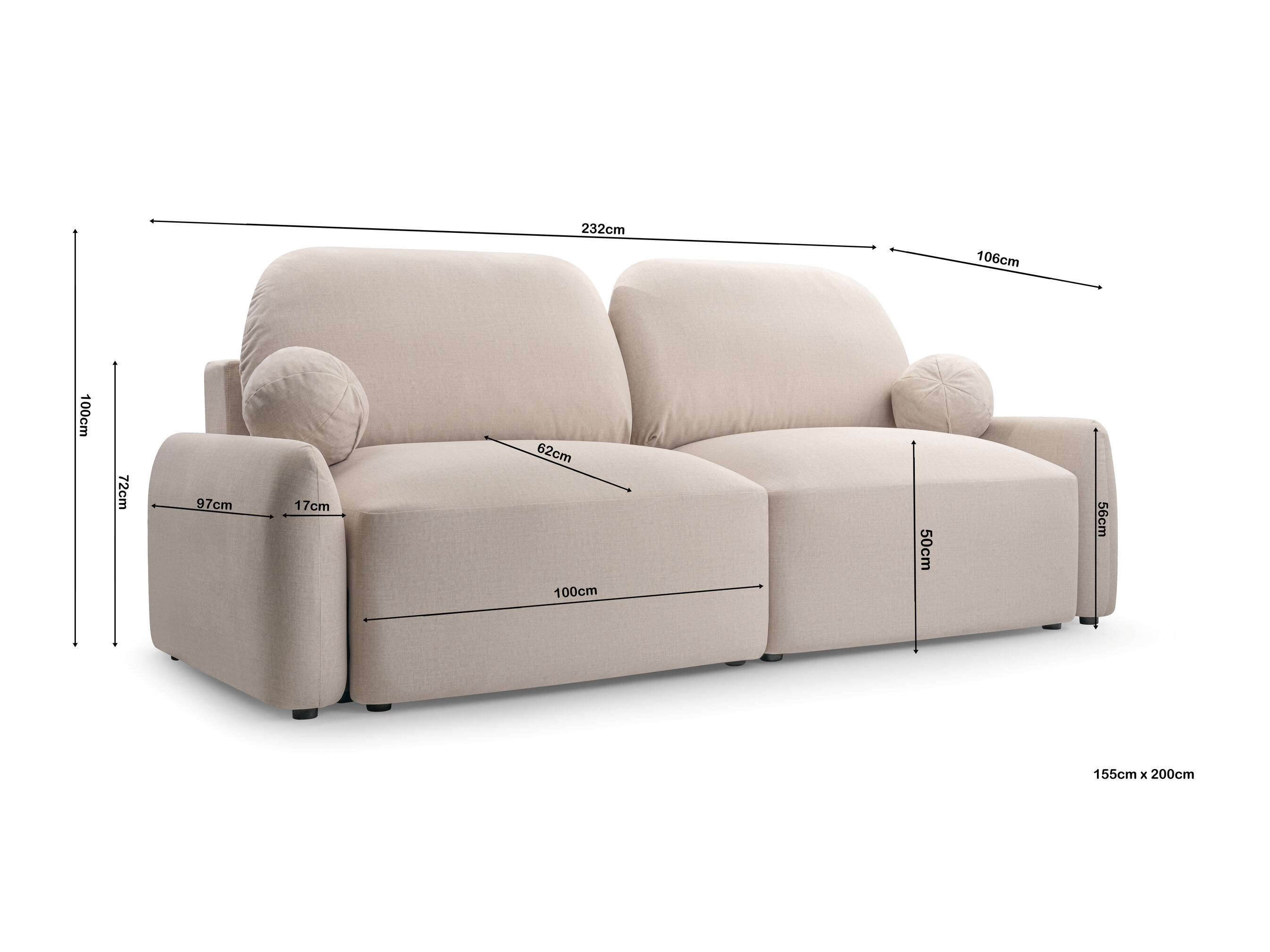 Sofá cama Lufkin 153 (Maya 03)