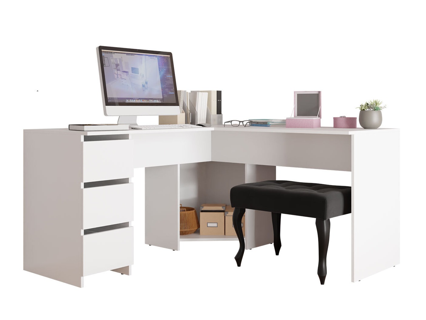 Mesa de ordenador esquinera Comfivo Insuler (Blanco)