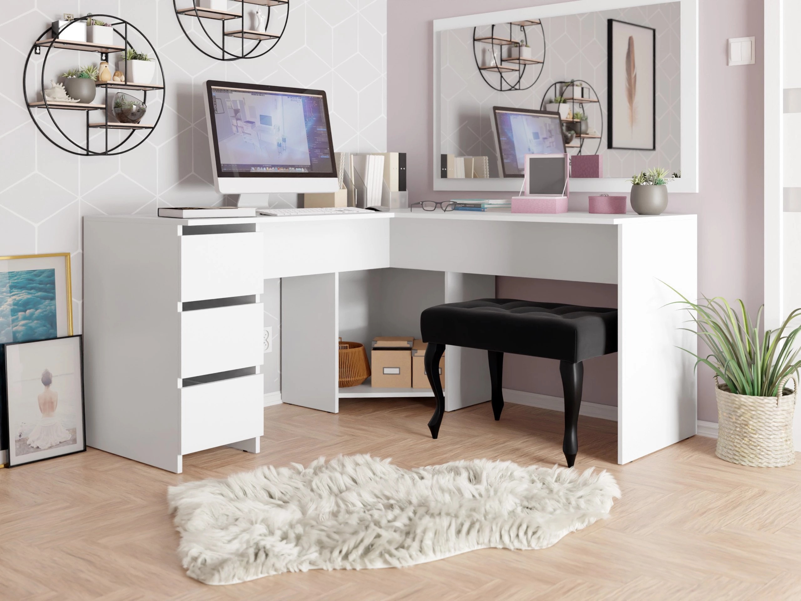 Mesa de ordenador esquinera Comfivo Insuler (Blanco)