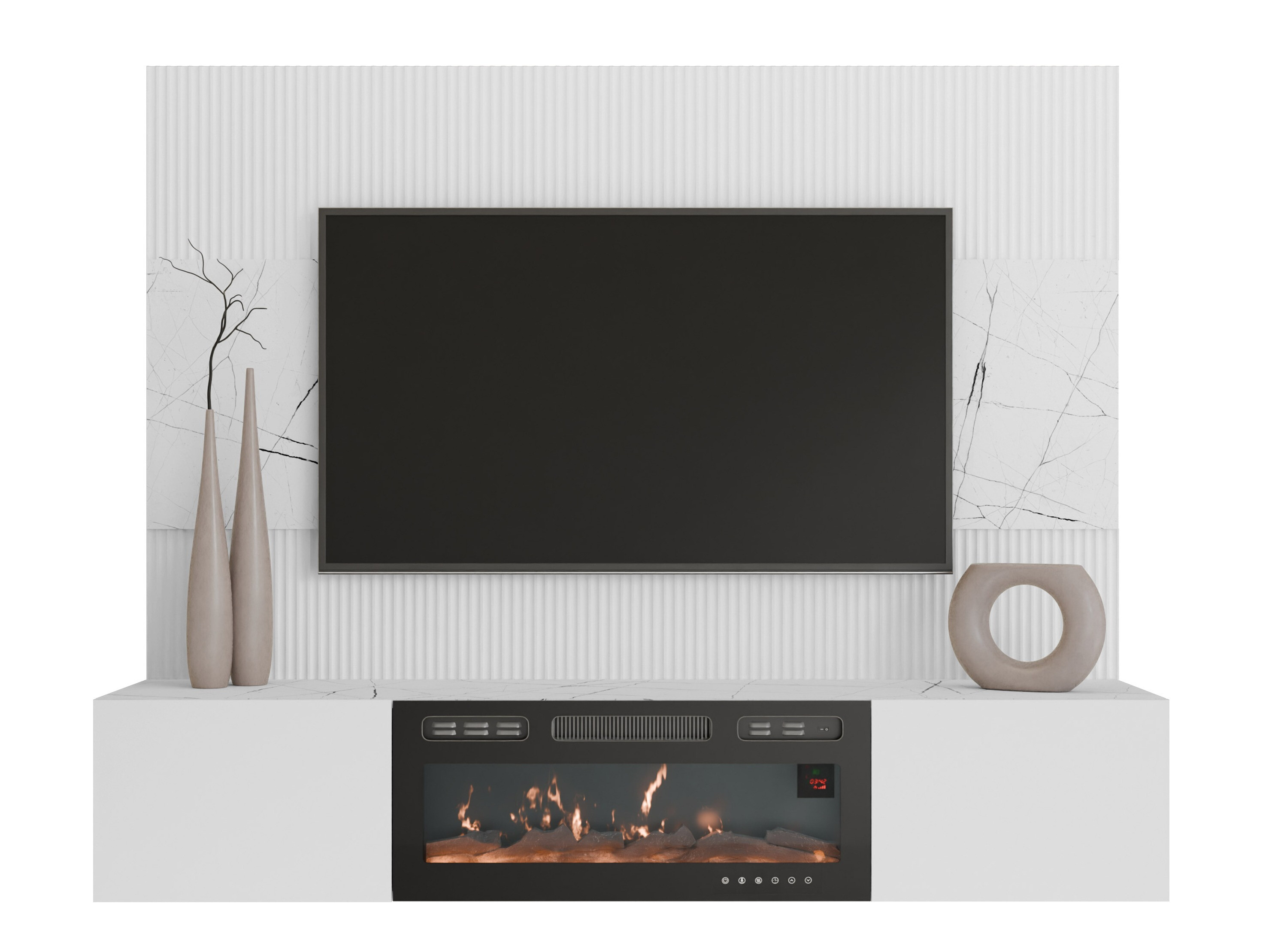 Conjunto de salón Comfivo Salix VII (Blanco + Mármol blanco)