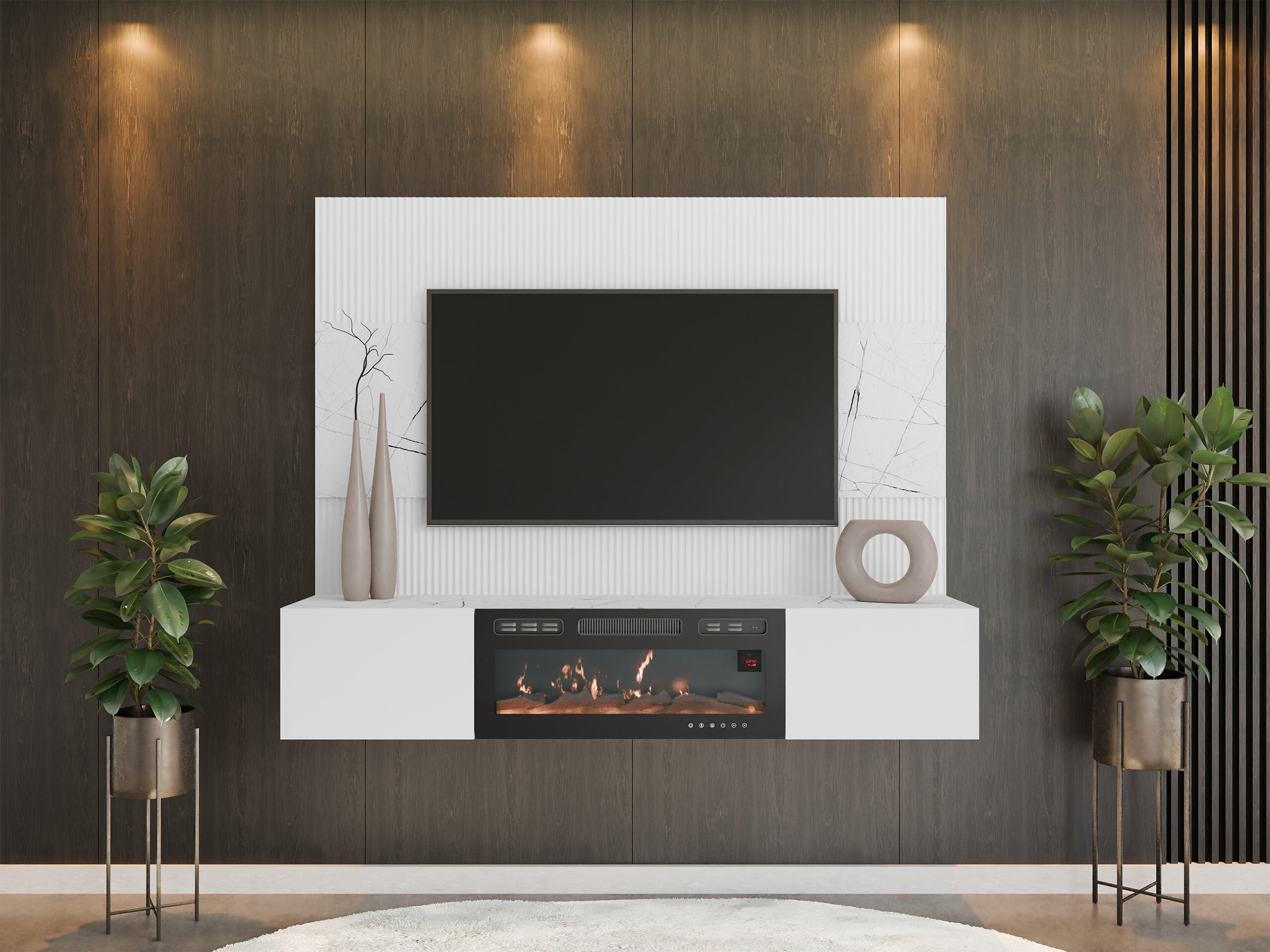 Conjunto de salón Comfivo Salix VII (Blanco + Mármol blanco)