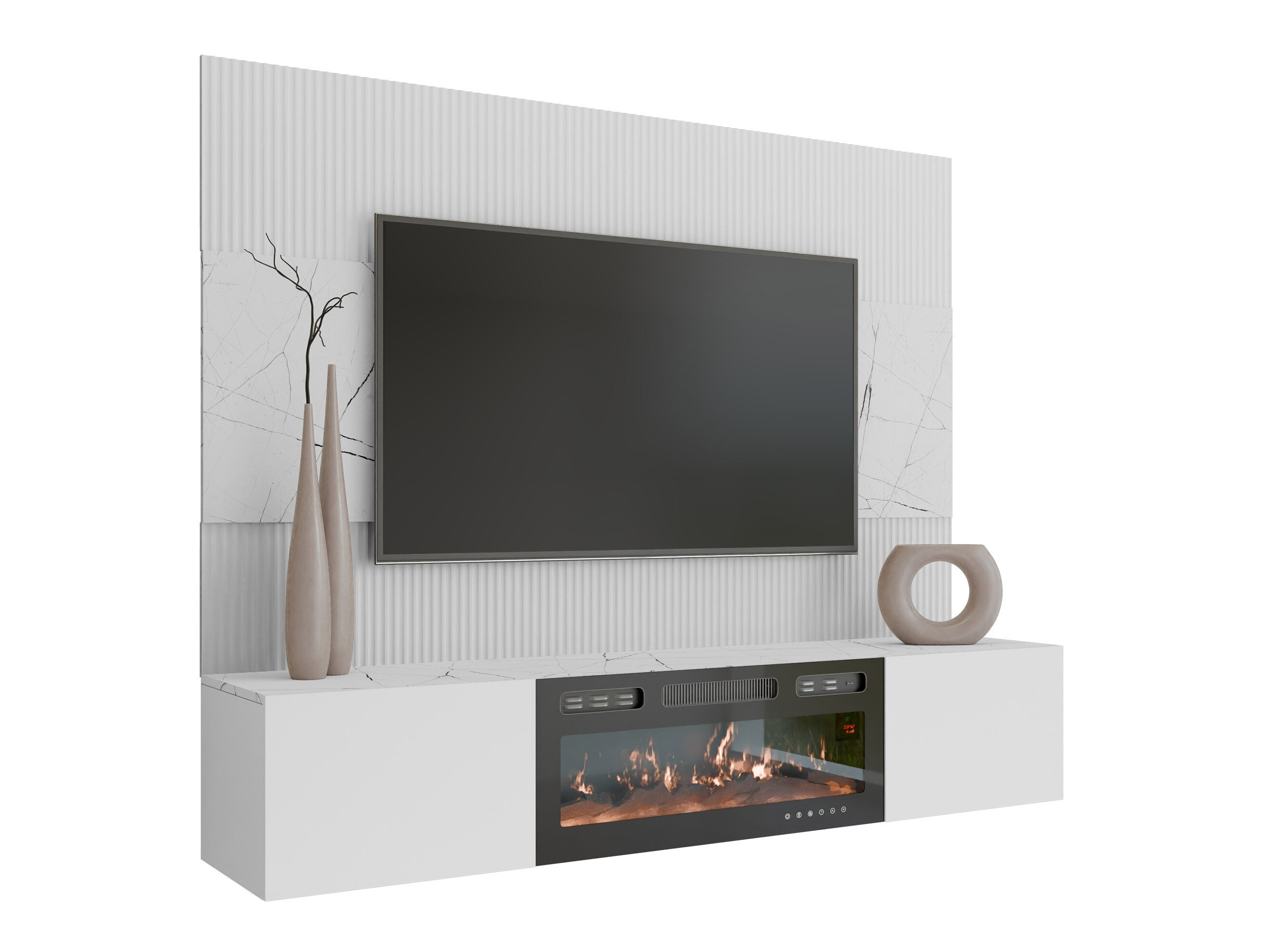 Conjunto de salón Comfivo Salix VII (Blanco + Mármol blanco)