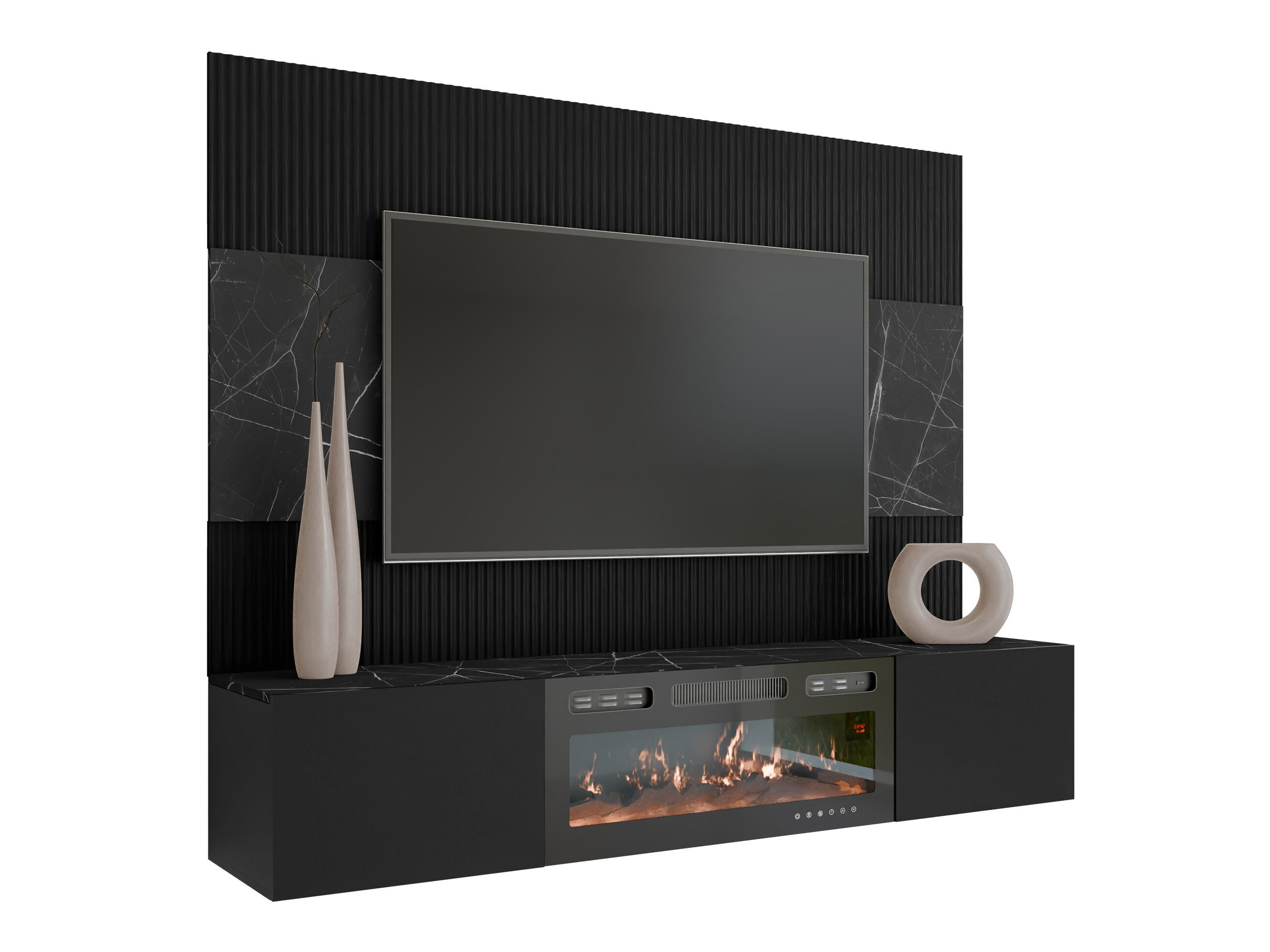 Conjunto de salón Comfivo Salix VII (Negro + Mármol negro)