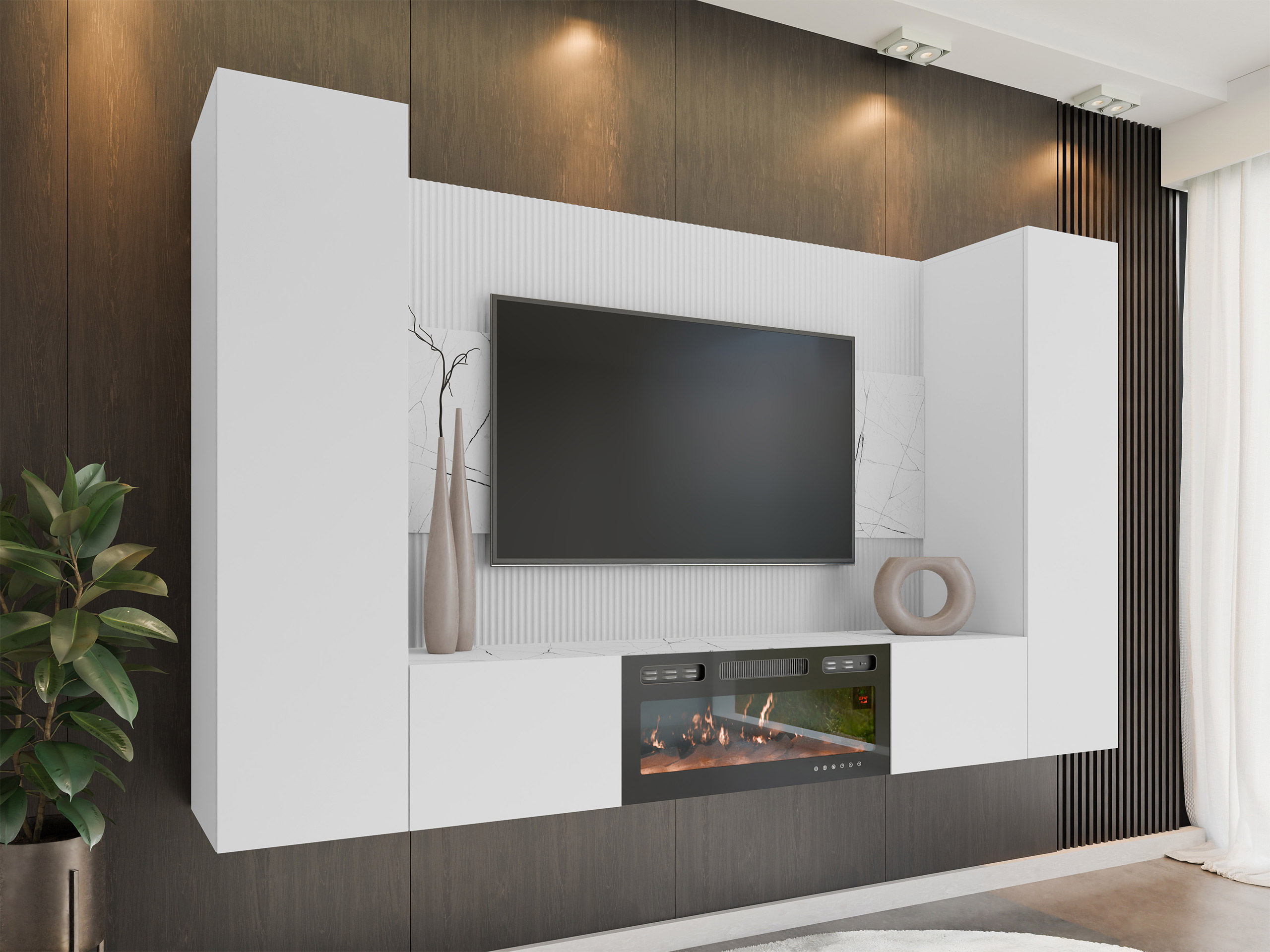 Conjunto de salón Comfivo Salix VIII (Blanco + Mármol blanco)