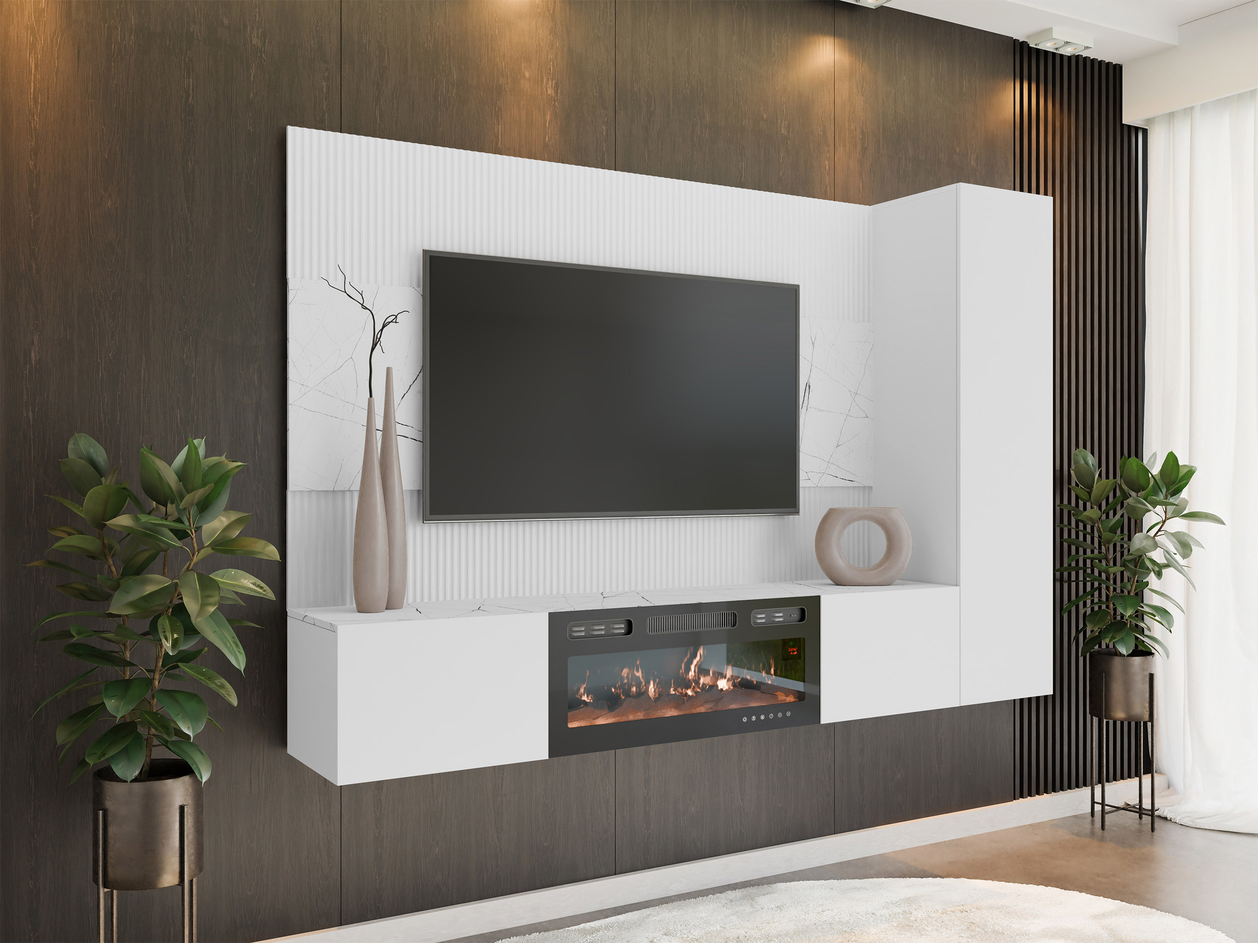 Conjunto de salón Comfivo Salix IX (Blanco + Mármol blanco)