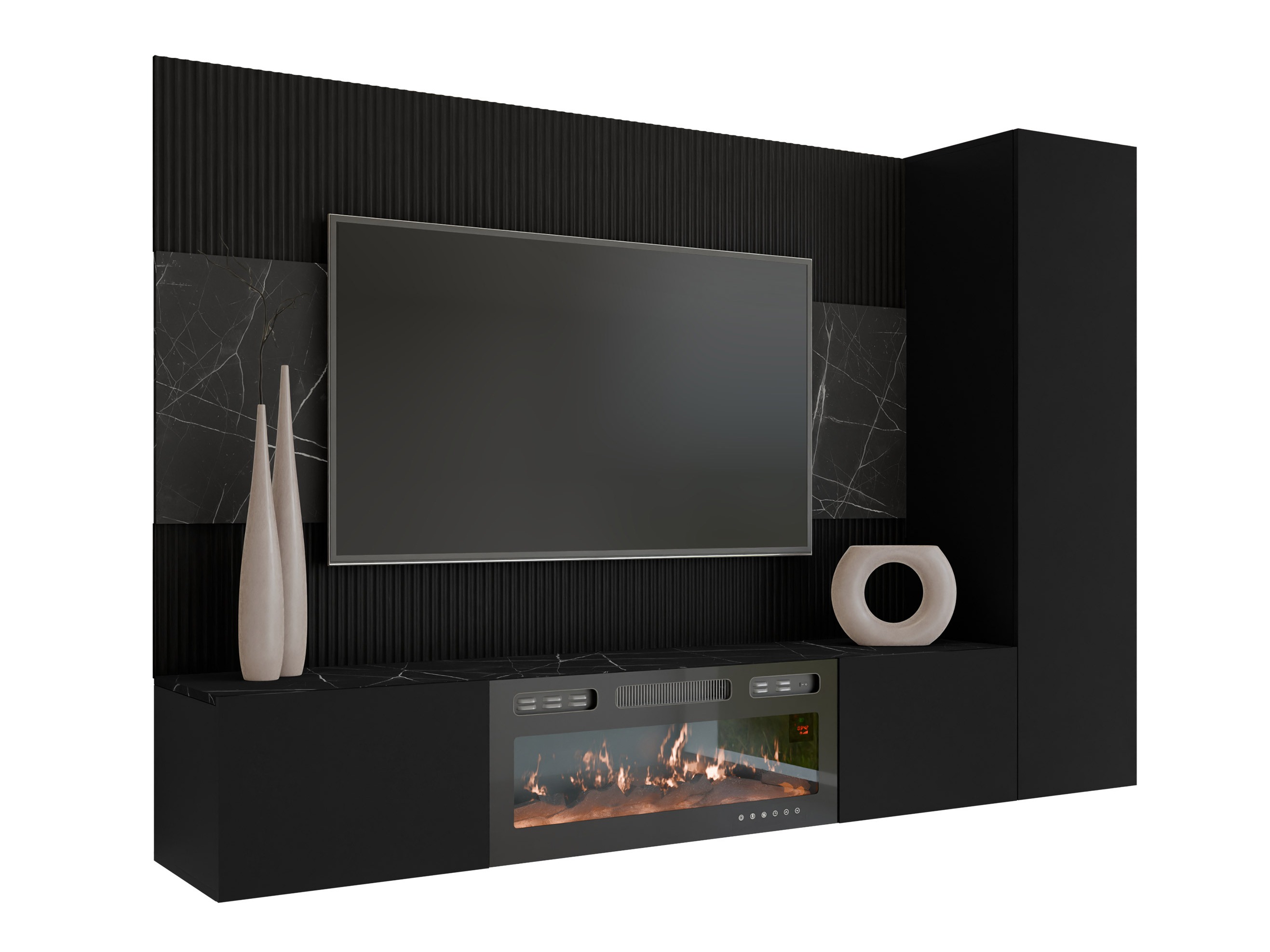Conjunto de salón Comfivo Salix IX (Negro + Mármol negro)