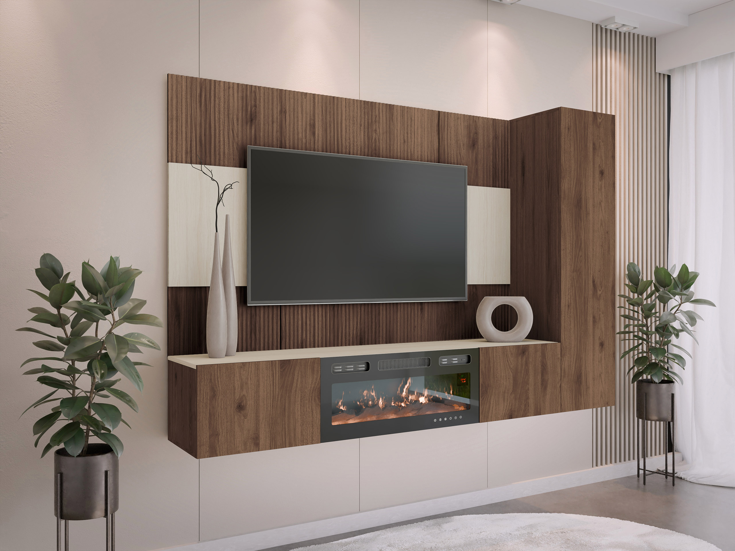 Conjunto de salón Comfivo Salix IX (Nogal + Claro Travertine)