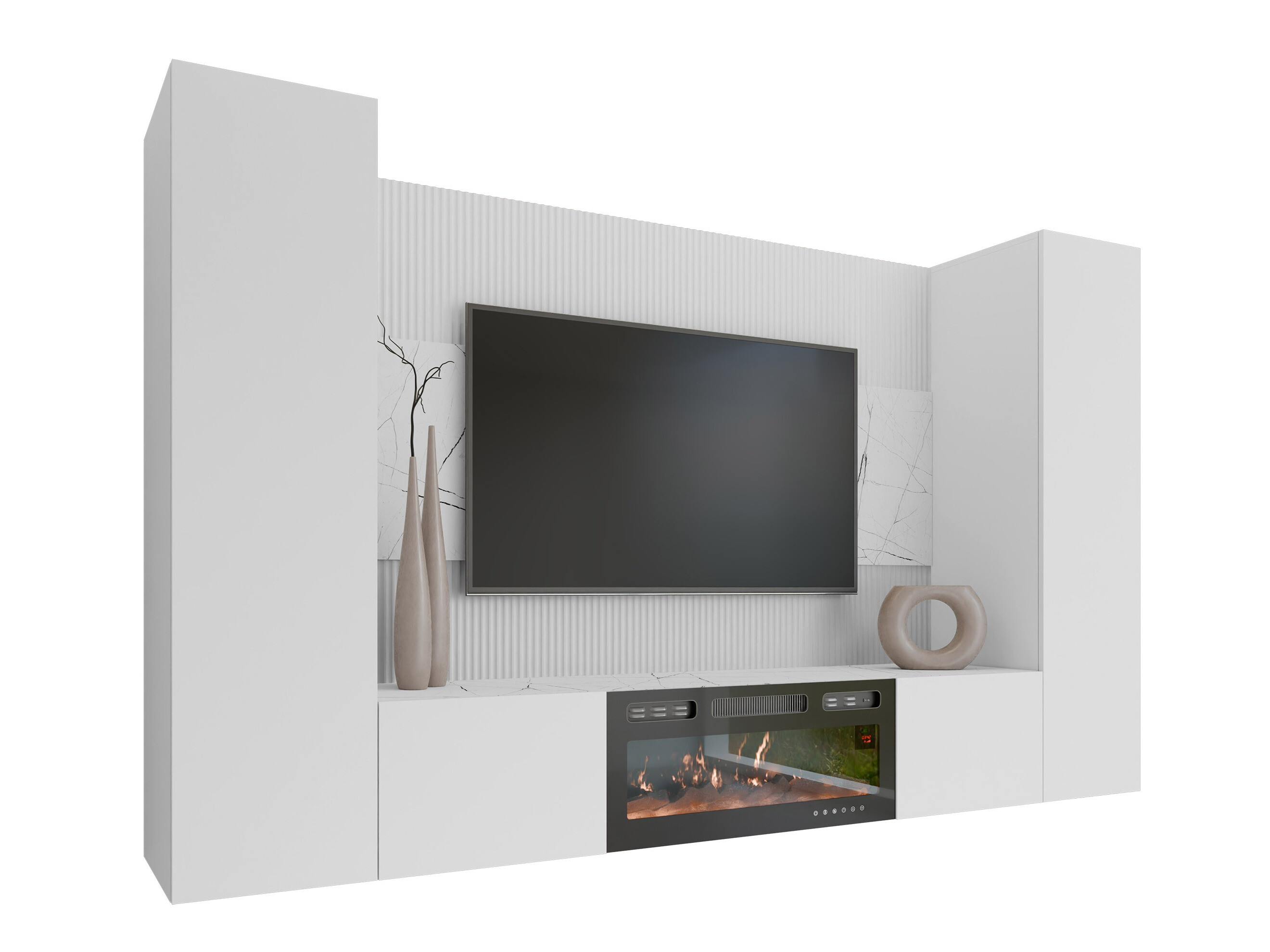 Conjunto de salón Comfivo Salix VIII (Blanco + Mármol blanco)