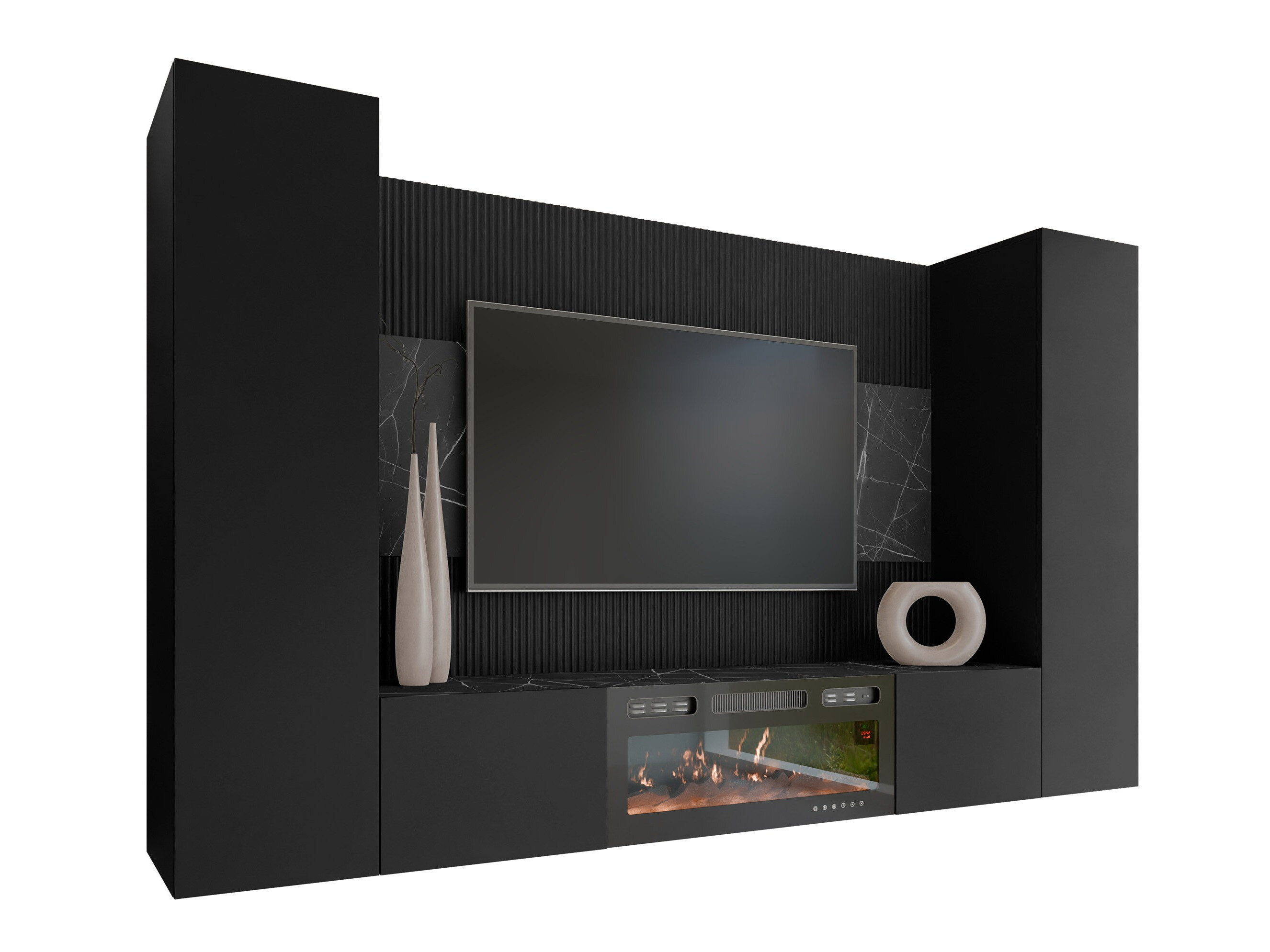Conjunto de salón Comfivo Salix VIII (Negro + Mármol negro)