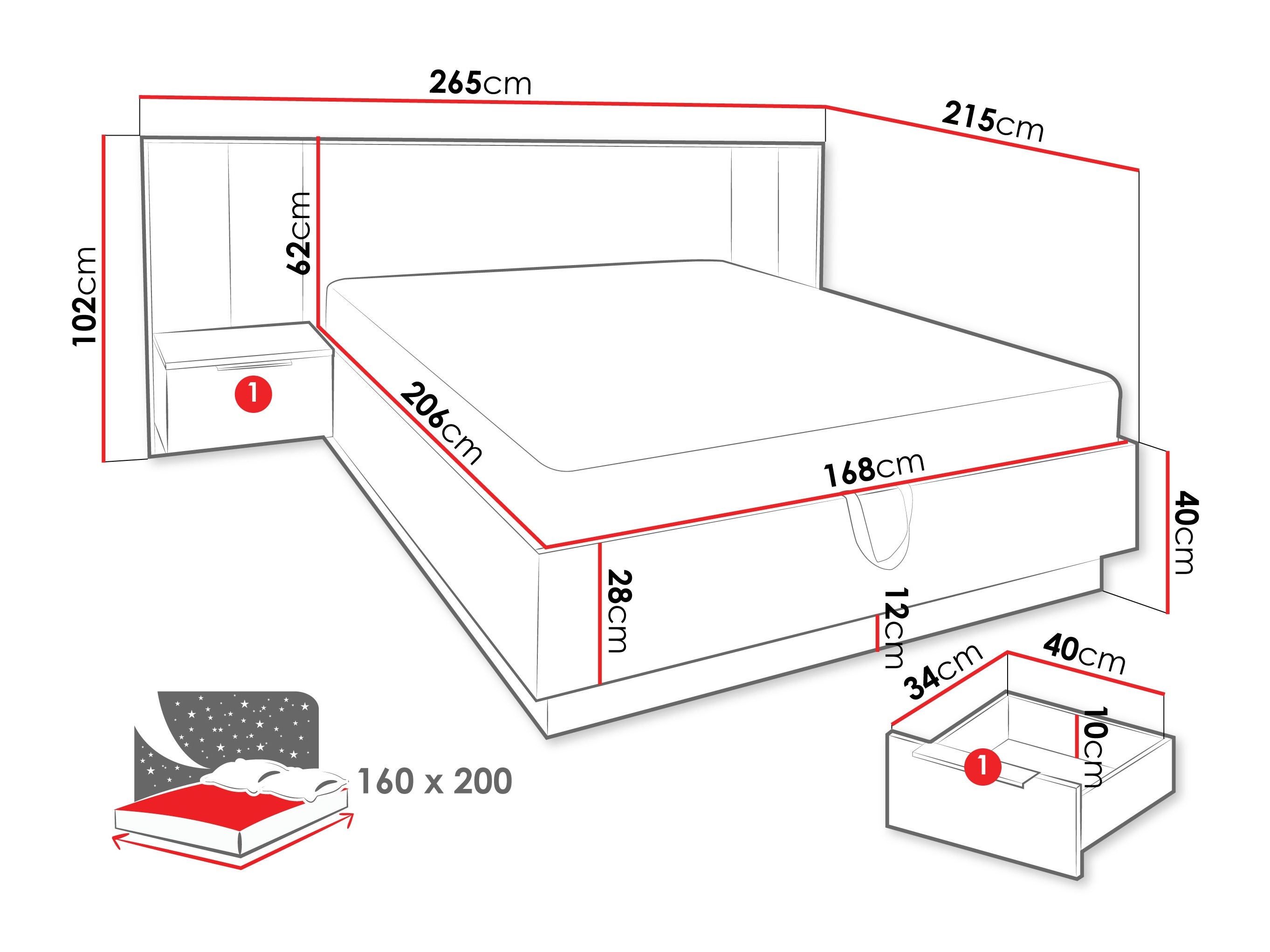 Cama Collis (Roble wotan + Negro)
