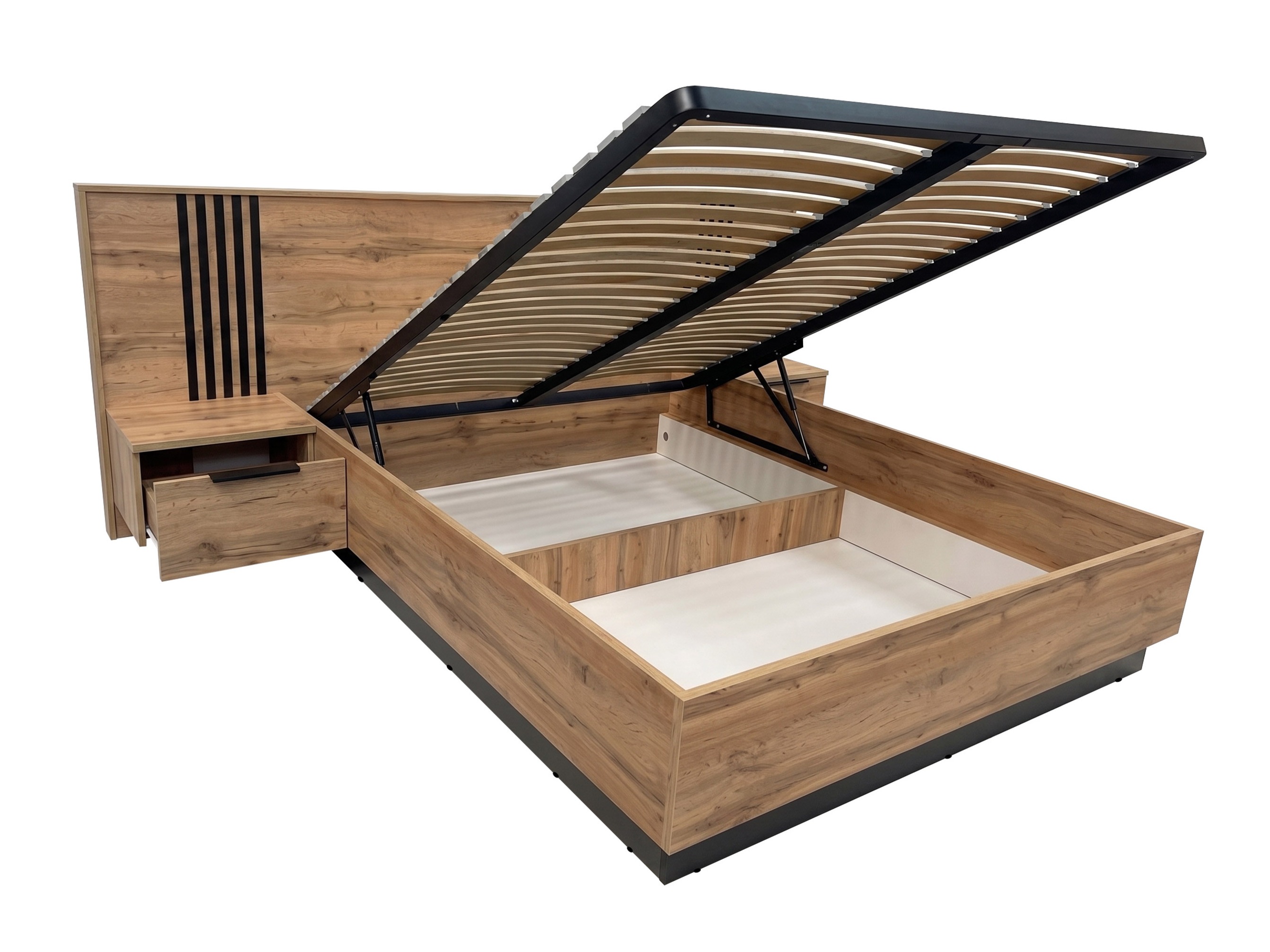 Conjunto de dormitorio Collis (Roble wotan + Negro)