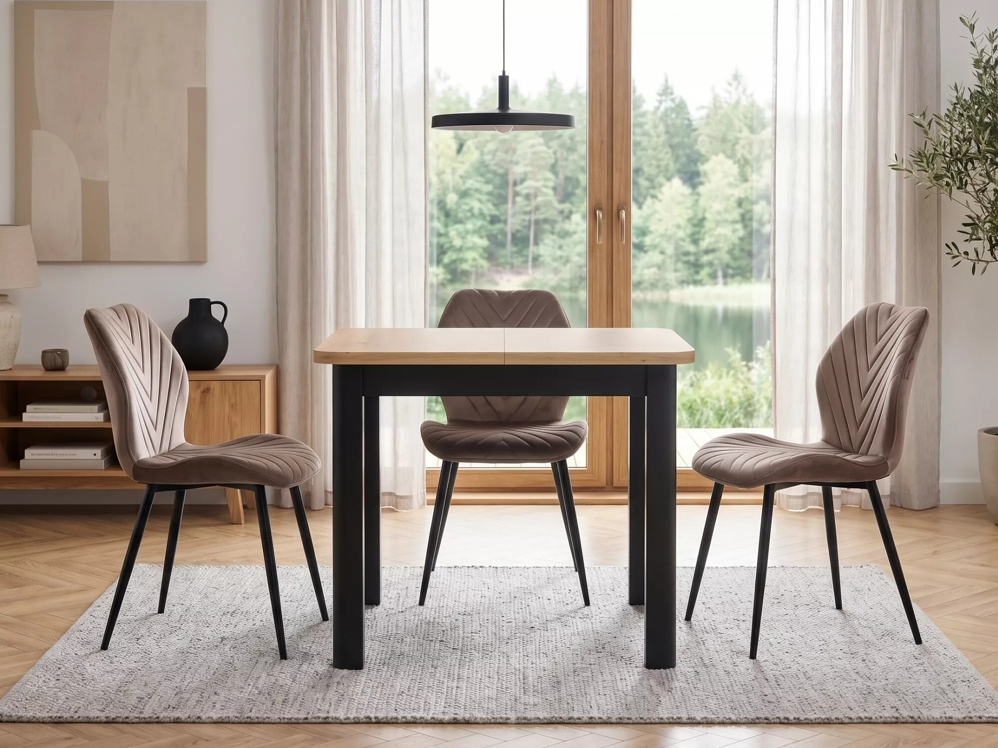 Mesa Detroit 1008 (Negro + Roble Artisan)