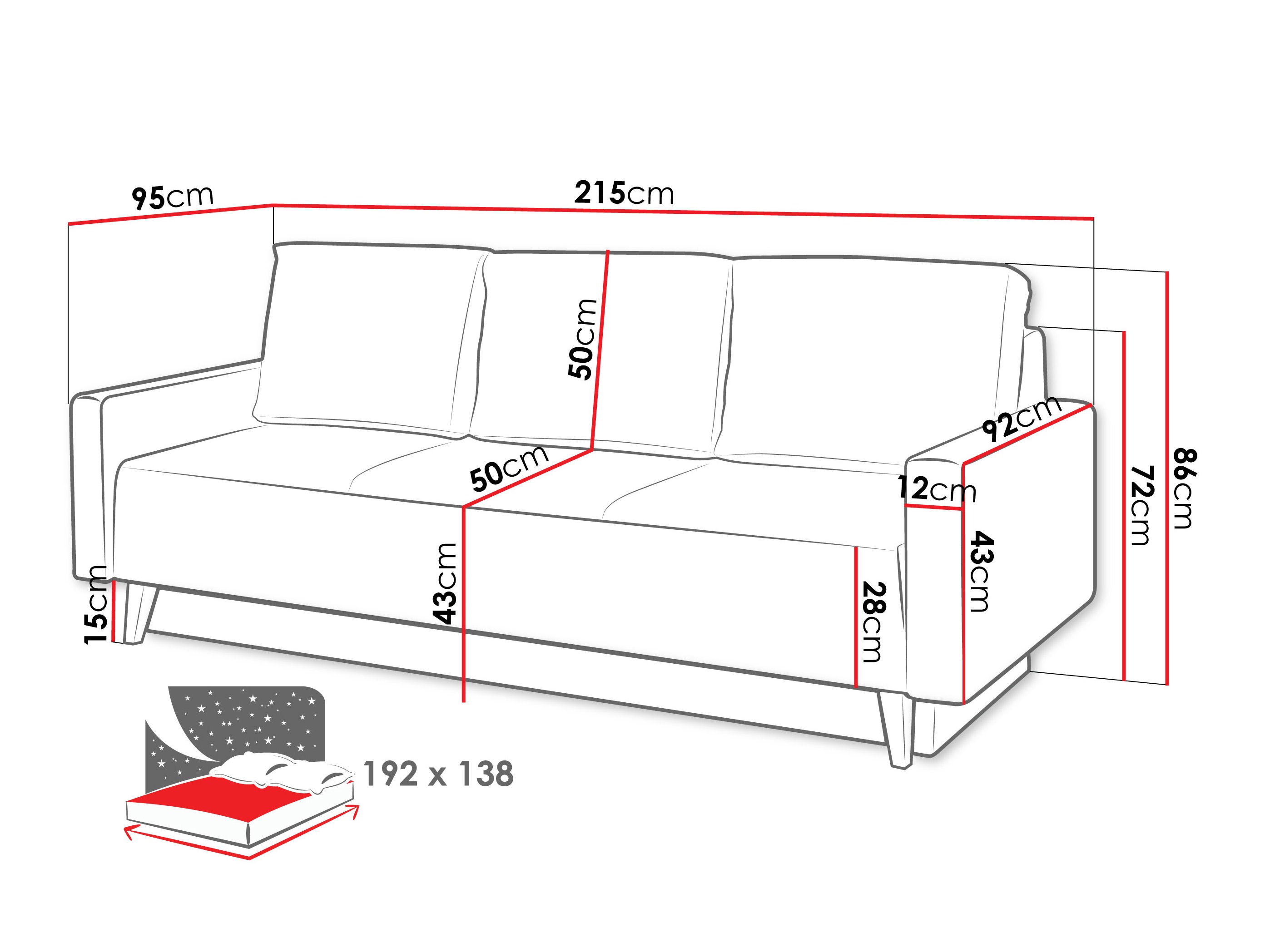Sofá cama Delbene 129 (Verita 03 + Roble sanremo oscuro)