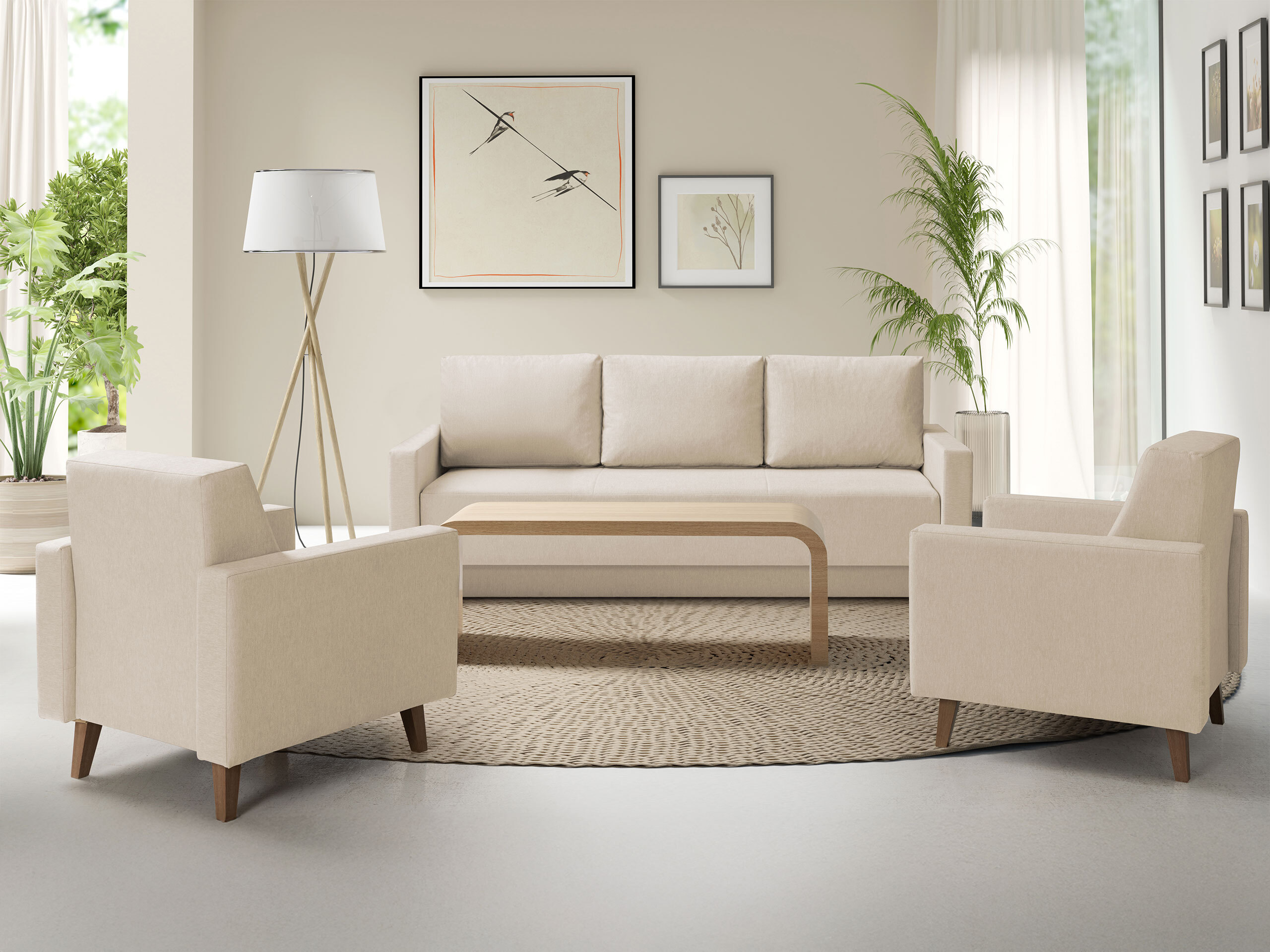 Sofá cama Delbene 129 (Verita 03 + Roble sanremo oscuro)