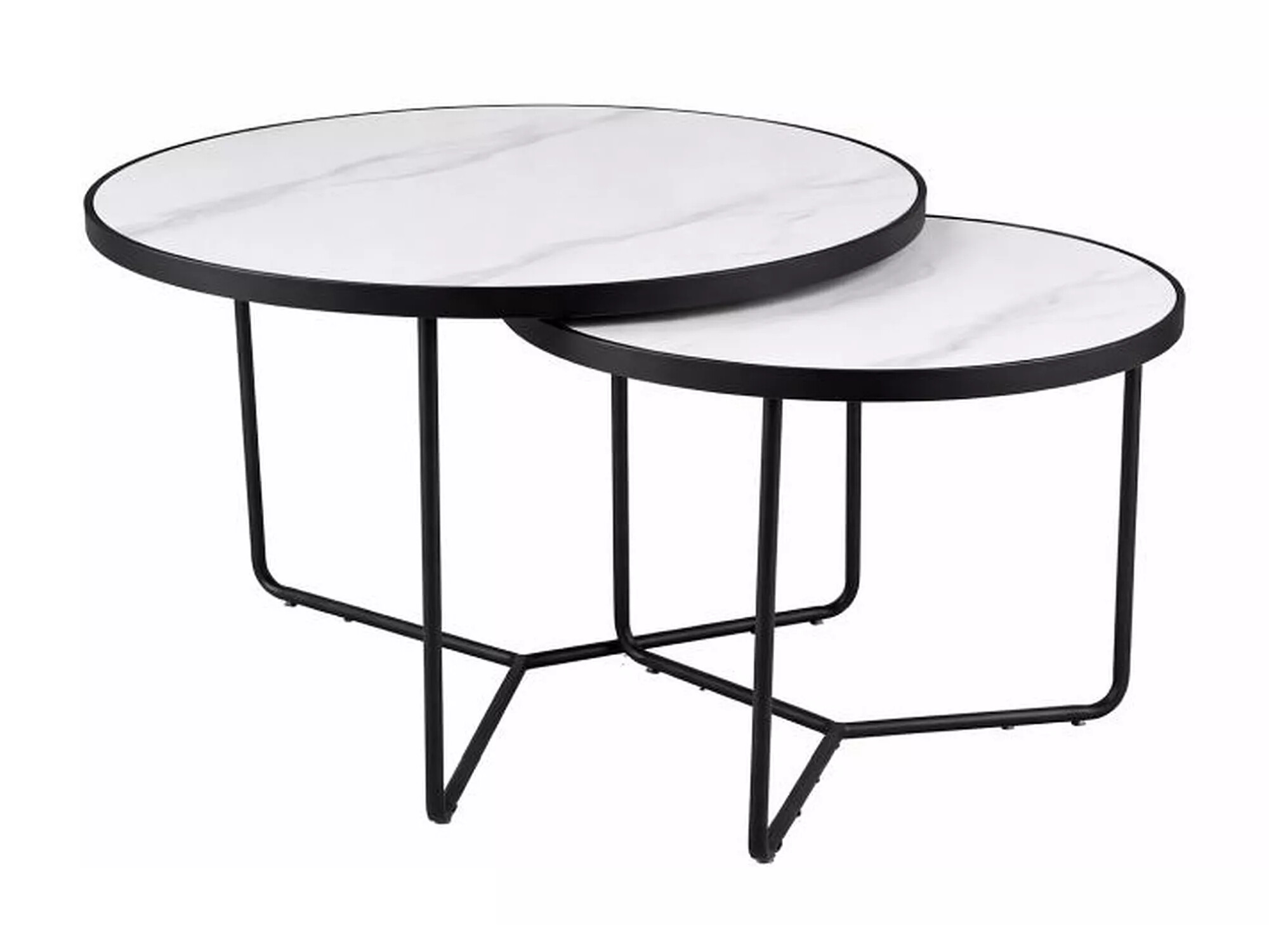Conjunto mesa de centro Detroit 252 (Mármol blanco + Negro)