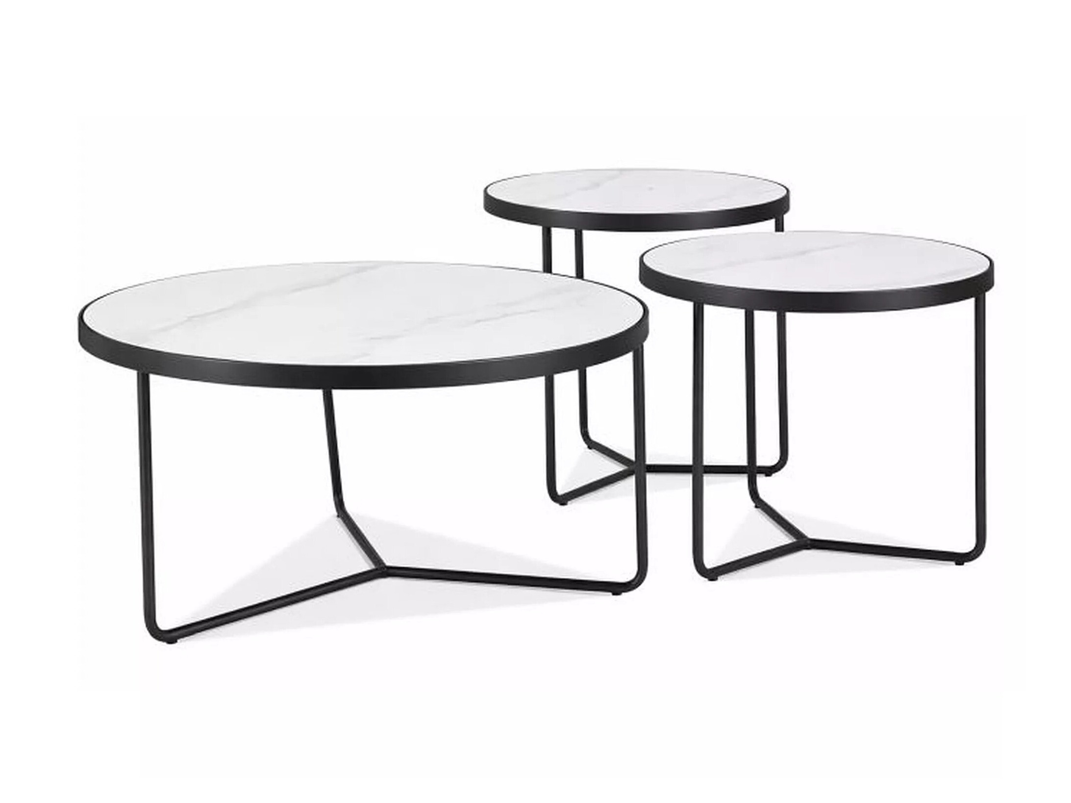 Conjunto mesa de centro Detroit 570 (Mármol blanco + Negro)