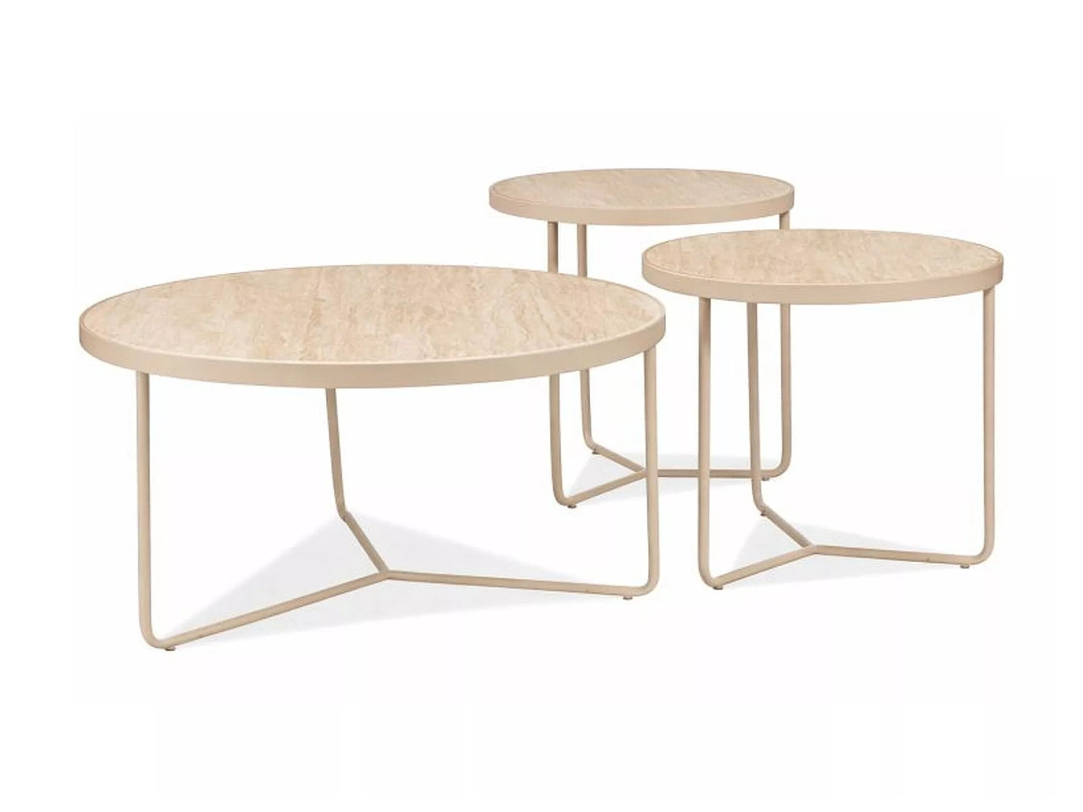 Conjunto mesa de centro Detroit 570 (Travertino claro + Cachemira)