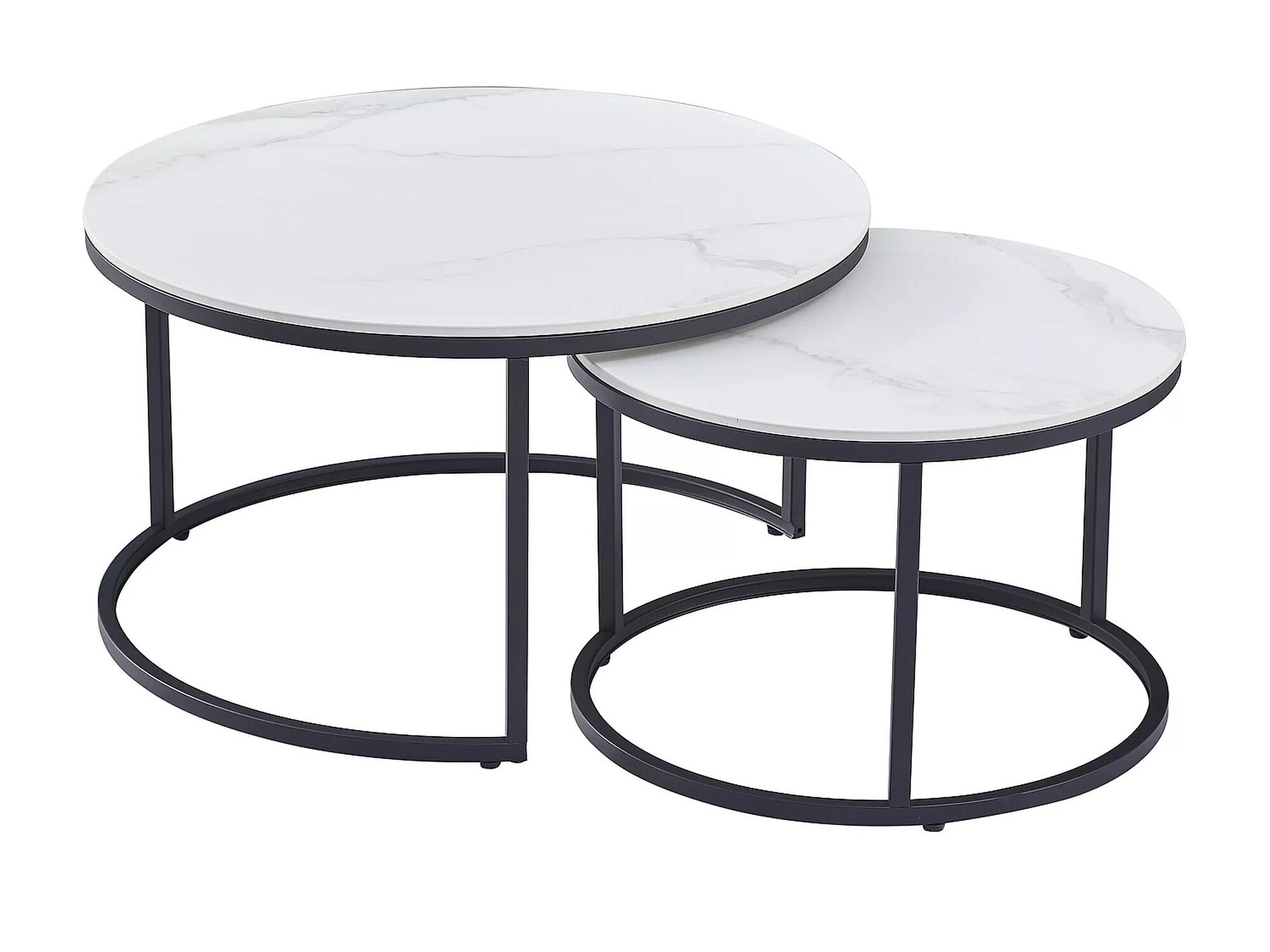 Conjunto mesa de centro Detroit 607 (Mármol blanco + Negro)