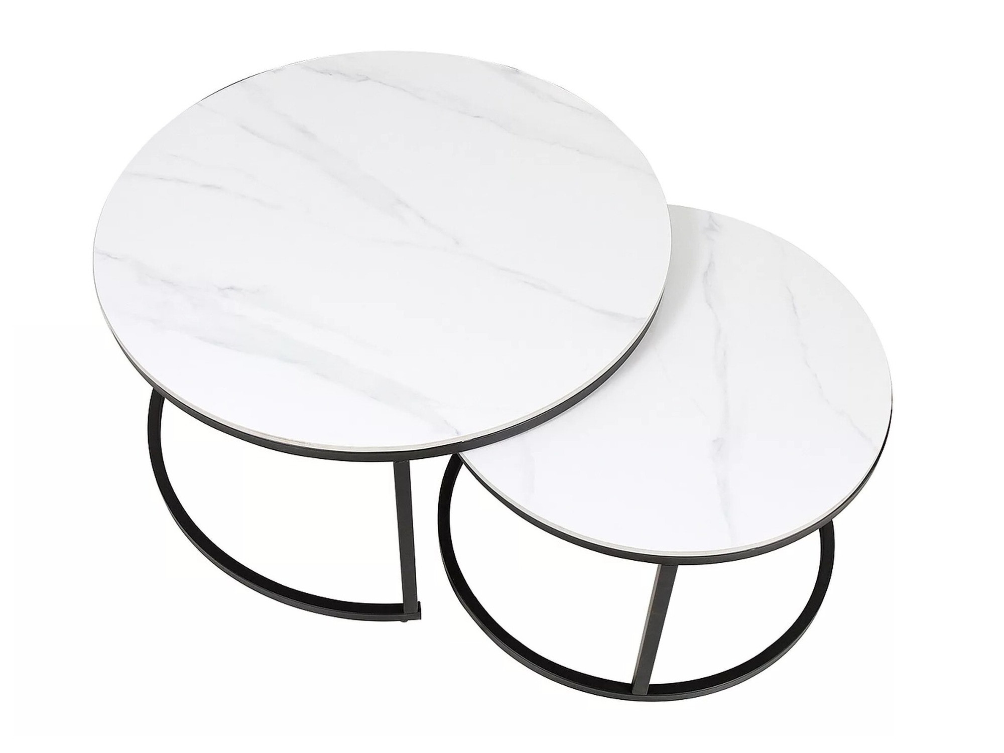Conjunto mesa de centro Detroit 607 (Mármol blanco + Negro)