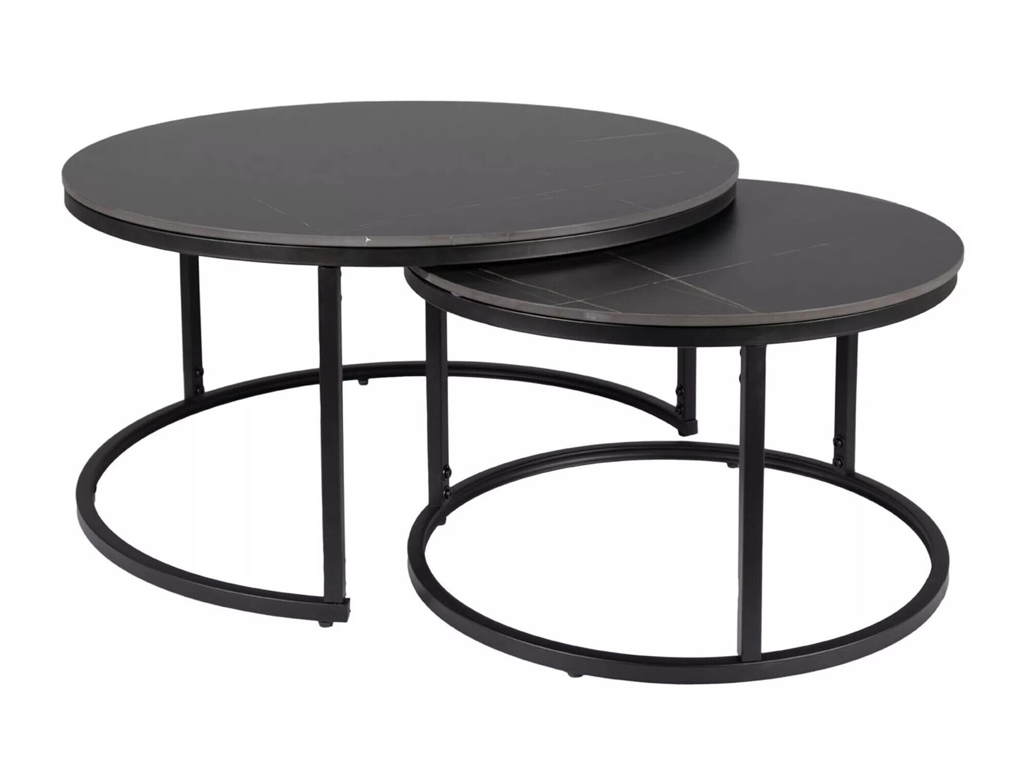 Conjunto mesa de centro Detroit 607 (Mármol negro + Negro)