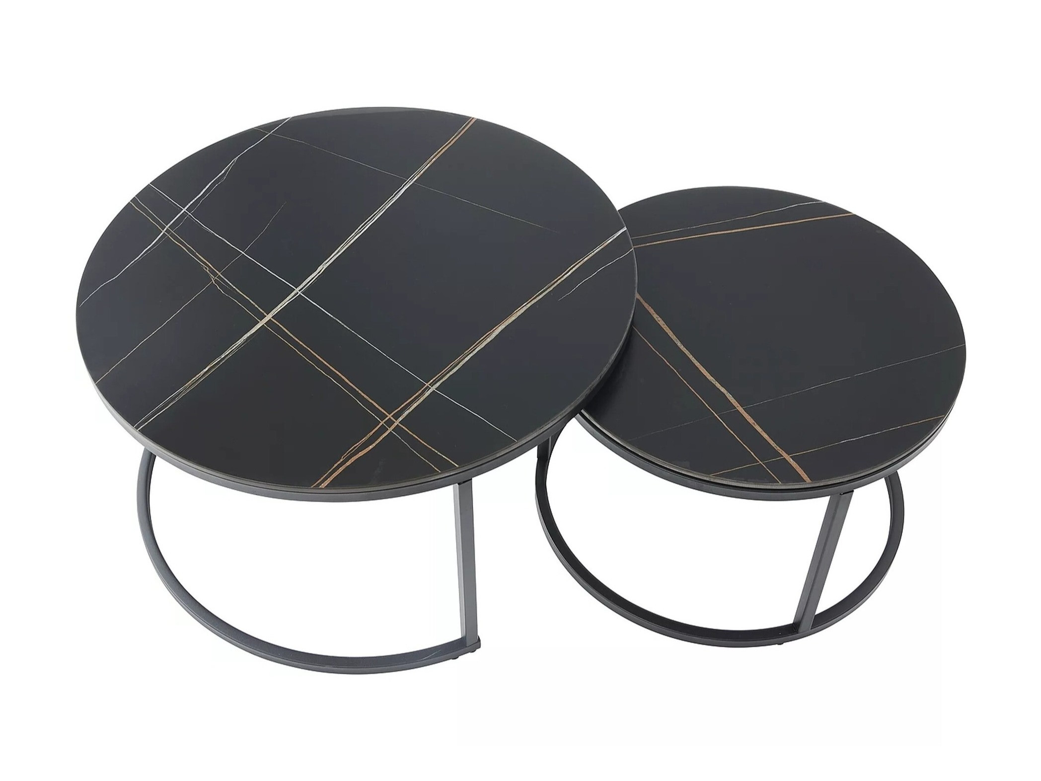 Conjunto mesa de centro Detroit 607 (Mármol negro + Negro)
