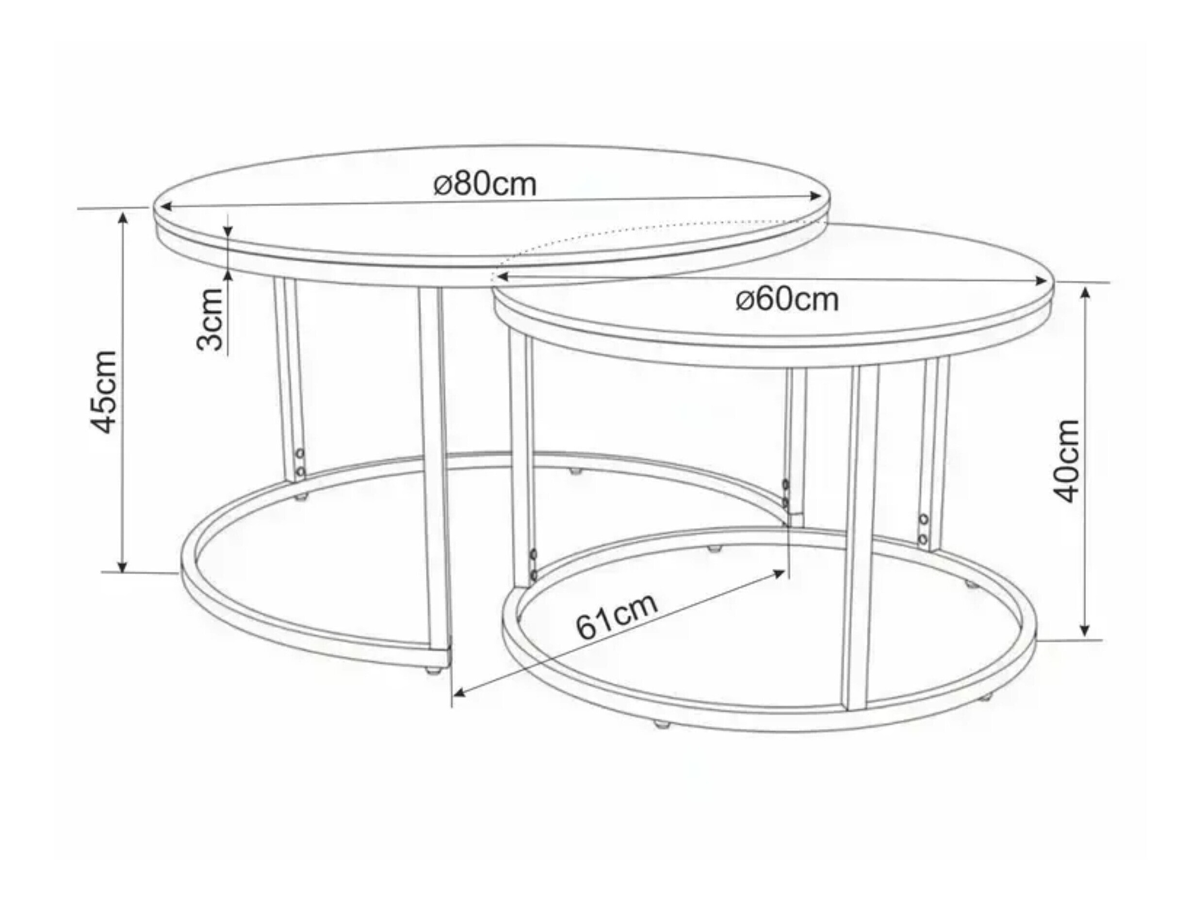 Conjunto mesa de centro Detroit 607 (Mármol negro + Negro)